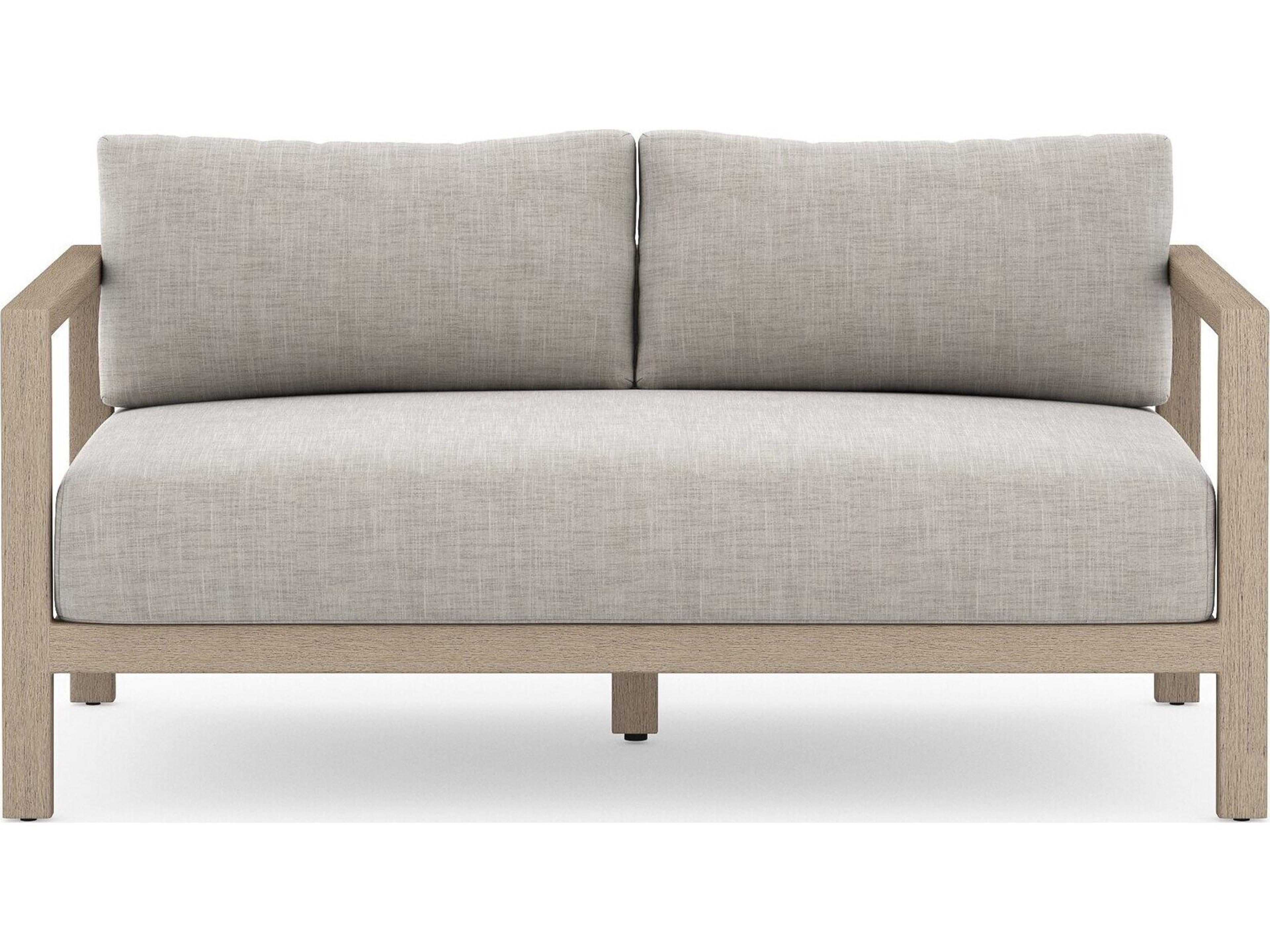 Globetrotter Outdoor Sonoma Washed Brown Teak Cushion 60" Sofa in Stone Grey
