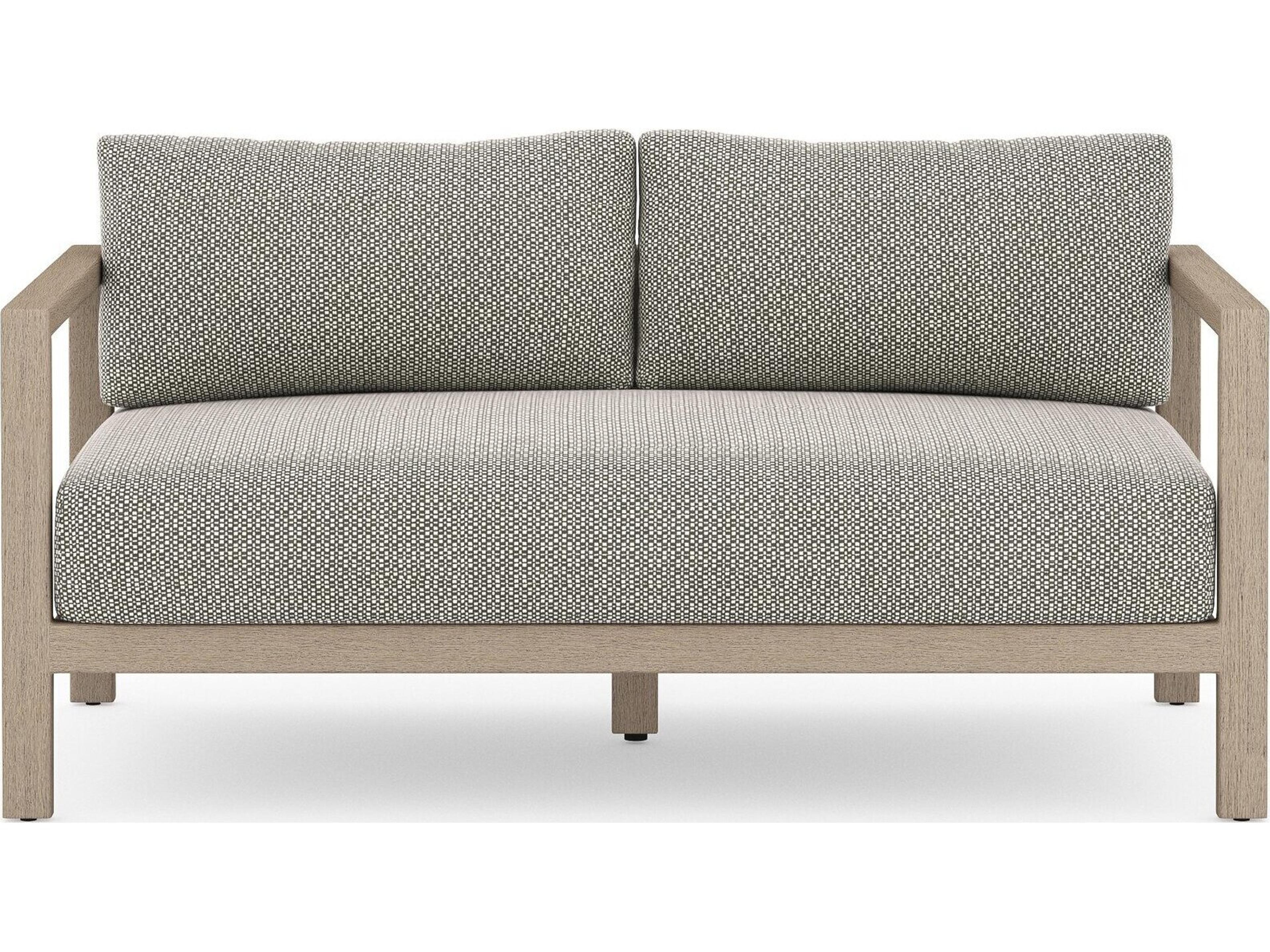 Globetrotter Outdoor Sonoma Washed Brown Teak Cushion 60" Sofa in Faye Ash