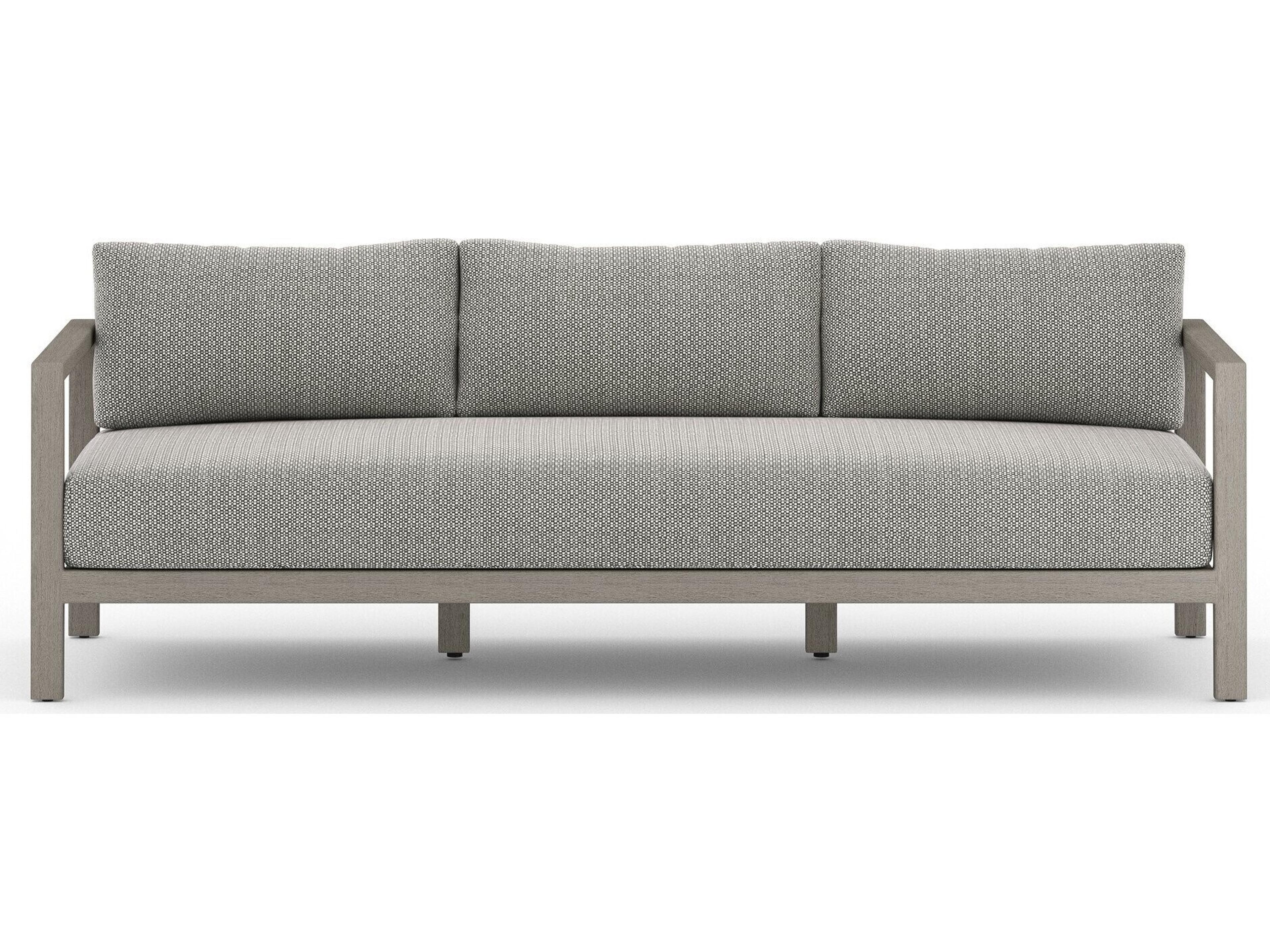 Globetrotter Outdoor Sonoma Weathered Grey Teak Cushion 88" Sofa in Faye Ash