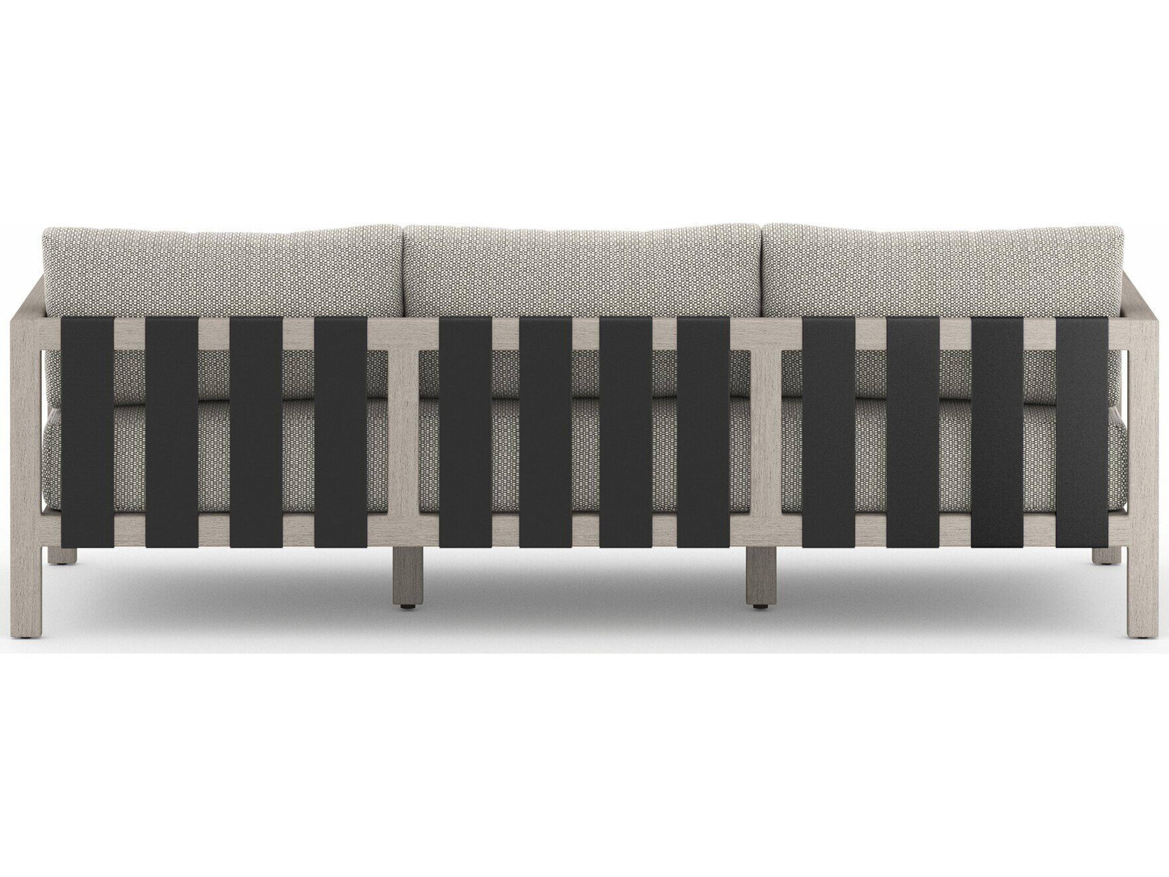 Luxecor Globetrotter Outdoor Sonoma Weathered Grey Teak Cushion 88" Sofa in Faye Ash