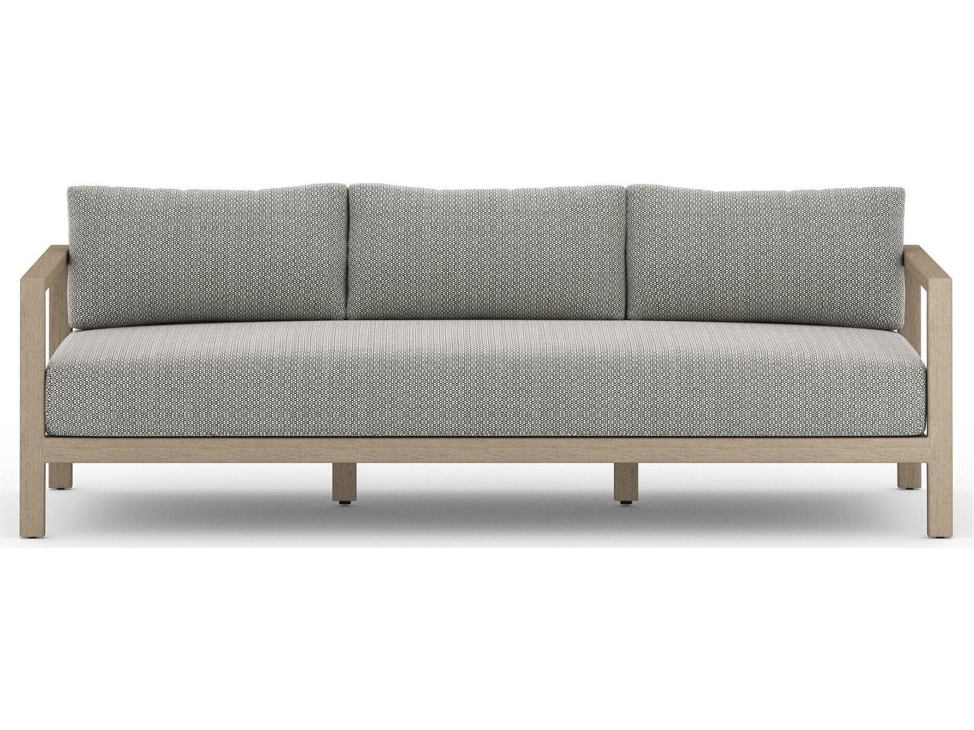 Globetrotter Outdoor Sonoma Washed Brown Teak Cushion 88" Sofa in Faye Ash