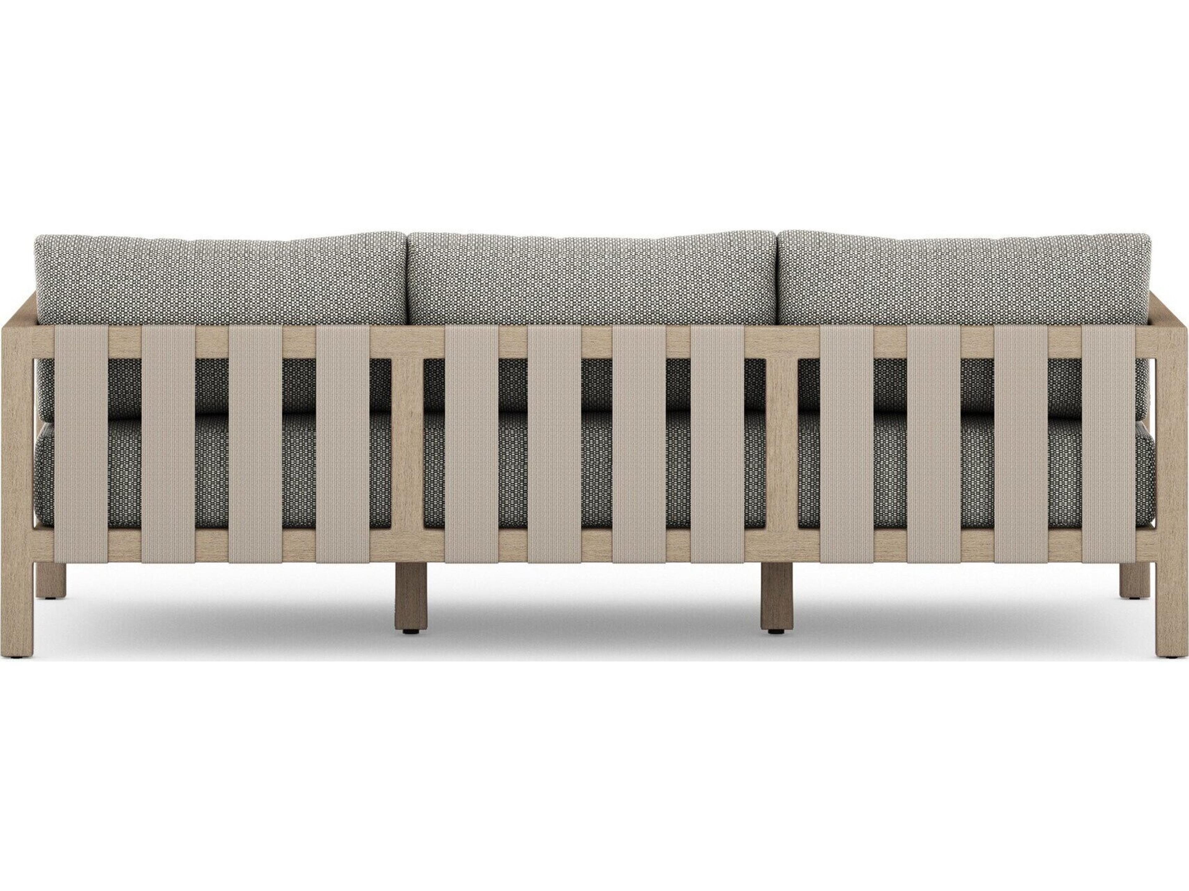 Luxecor Globetrotter Outdoor Sonoma Washed Brown Teak Cushion 88" Sofa in Faye Ash