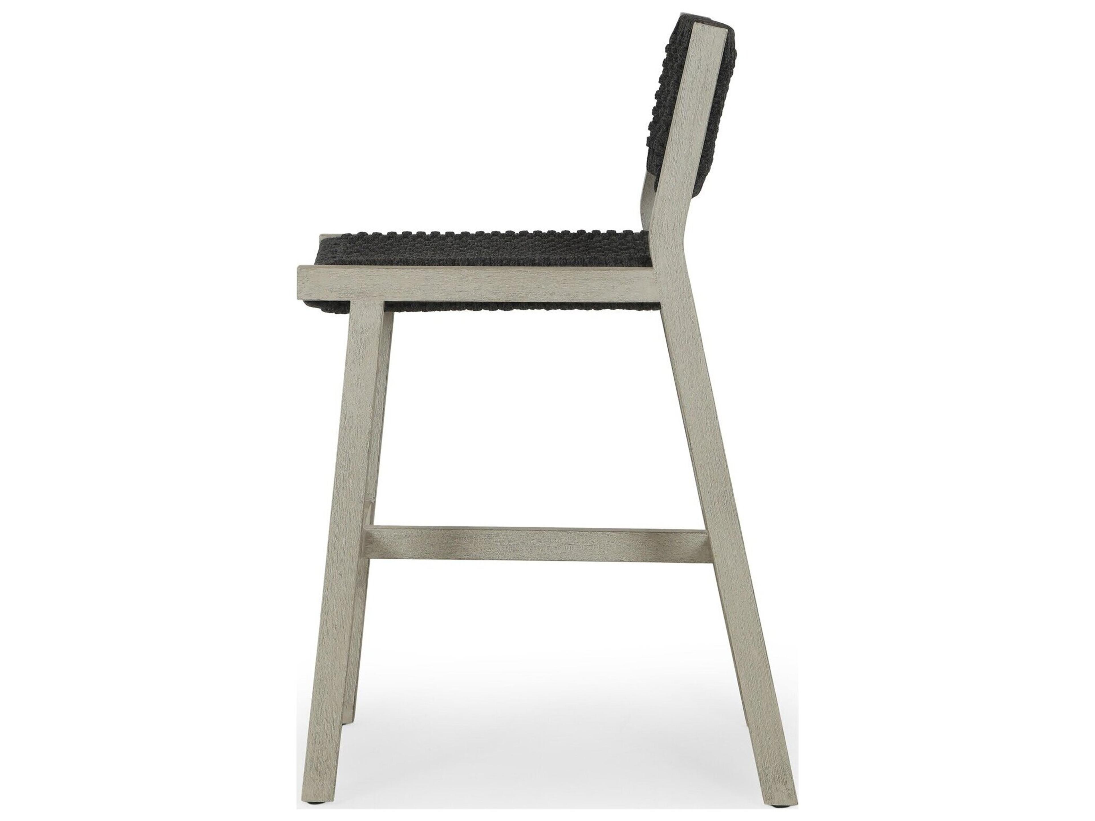 Four Hands Outdoor Solano Weathered Grey / Thick Dark Grey Rope Counter Stool