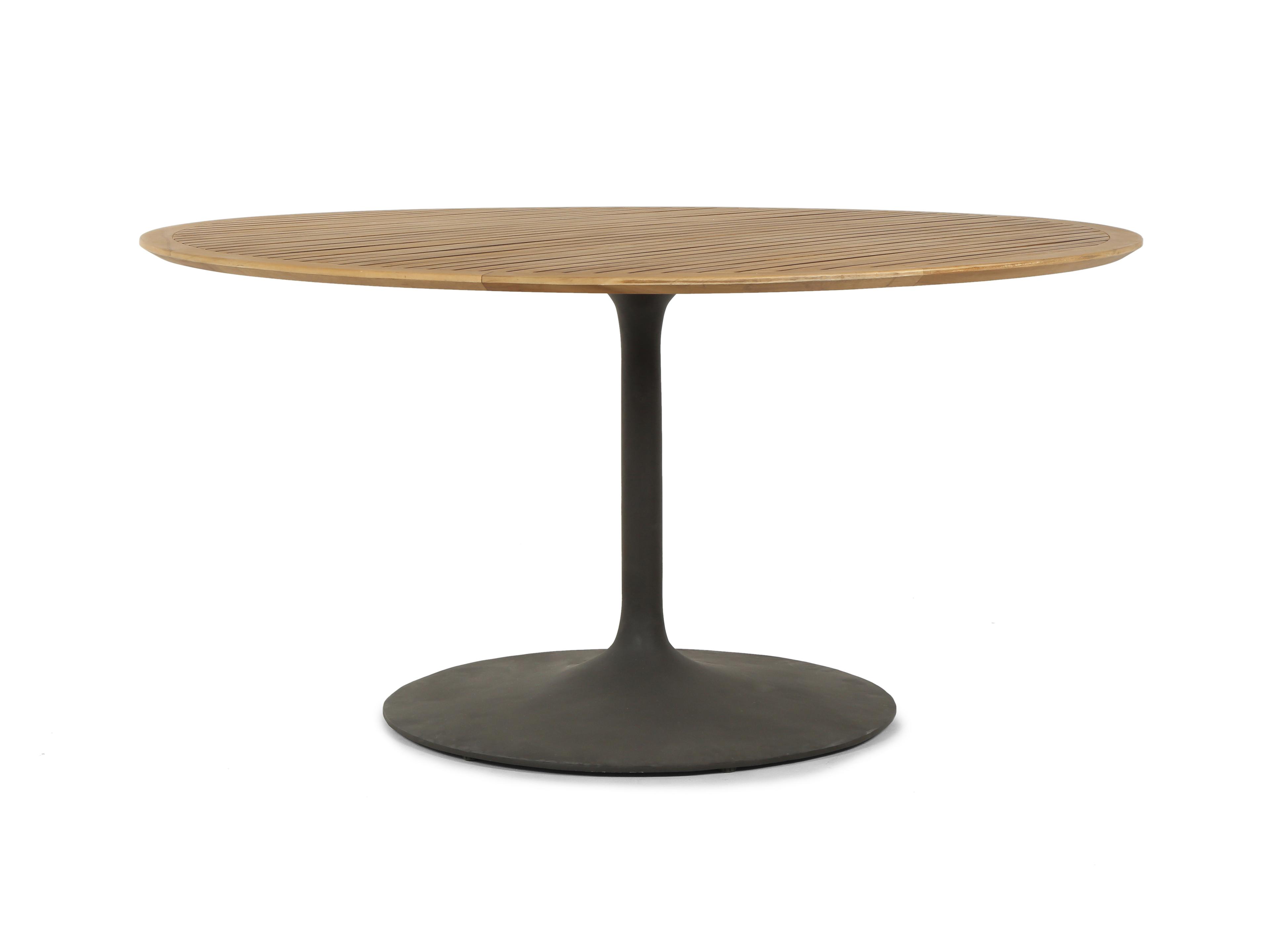 Globetrotter Outdoor Bronze / Natural Teak Aluminum Round Dining Table