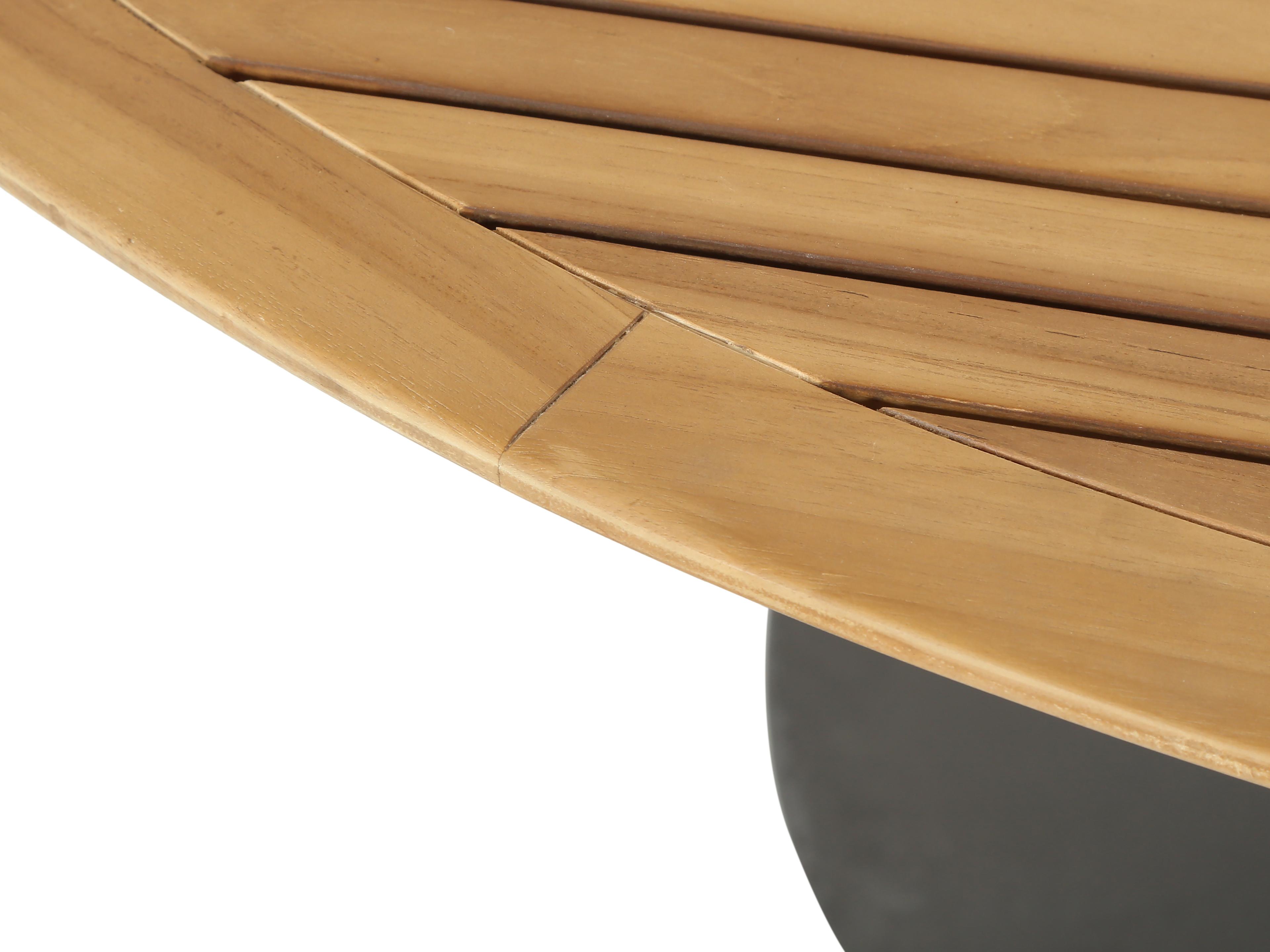 Luxecor Globetrotter Outdoor Bronze / Natural Teak Aluminum Round Dining Table