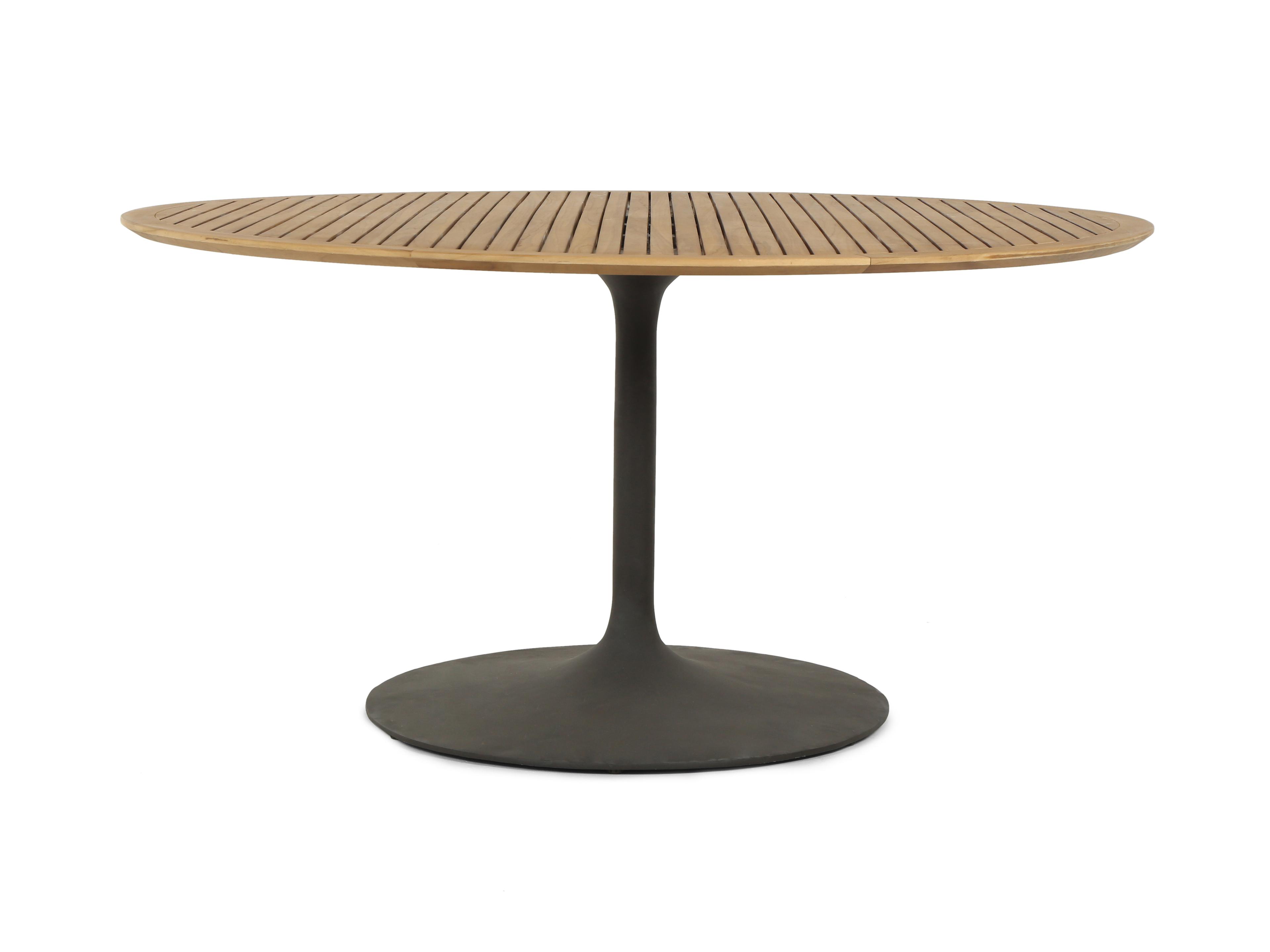 Luxecor Globetrotter Outdoor Bronze / Natural Teak Aluminum Round Dining Table