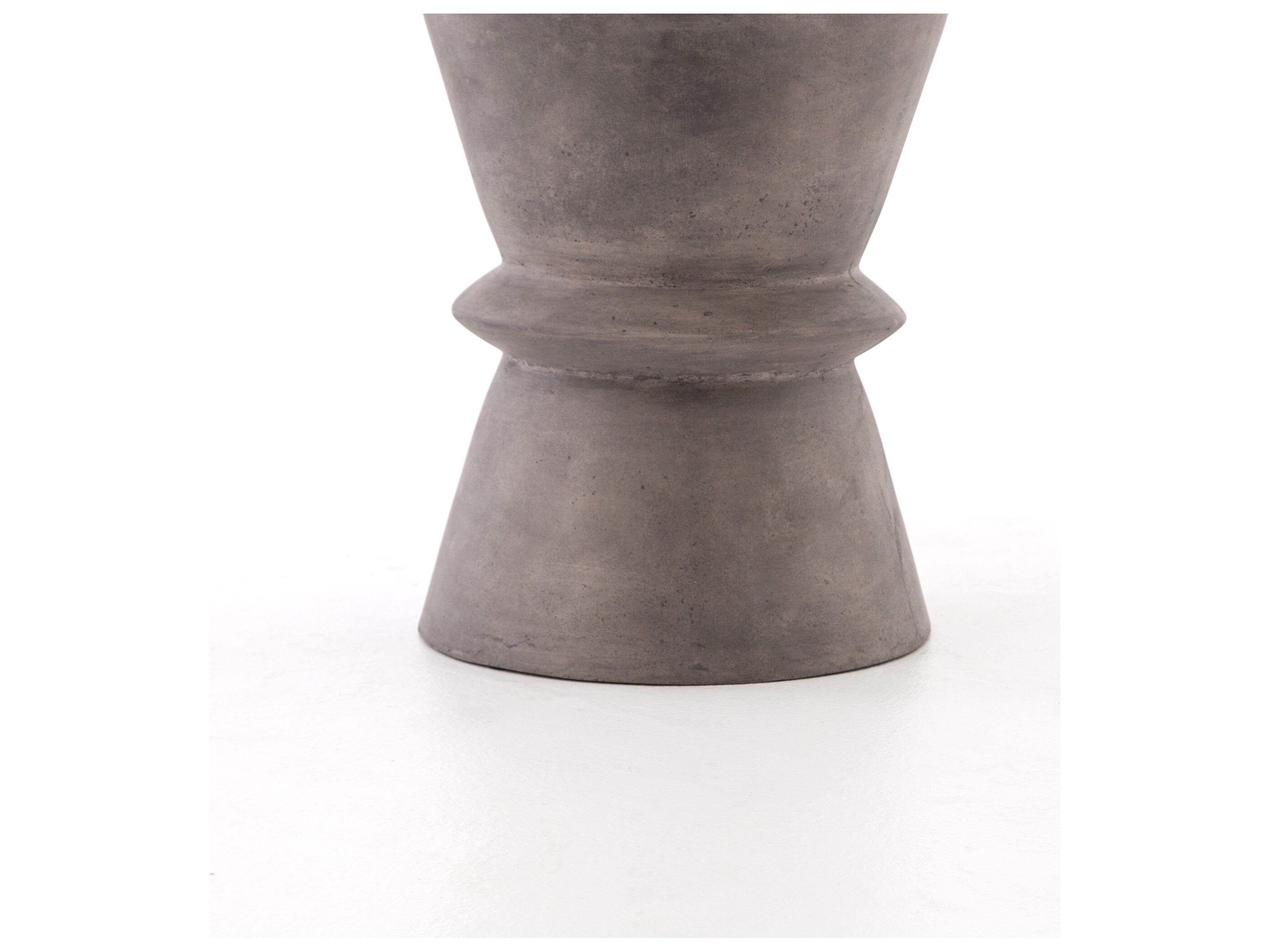 Four Hands Outdoor Everett Dark Grey Concrete Round End Table