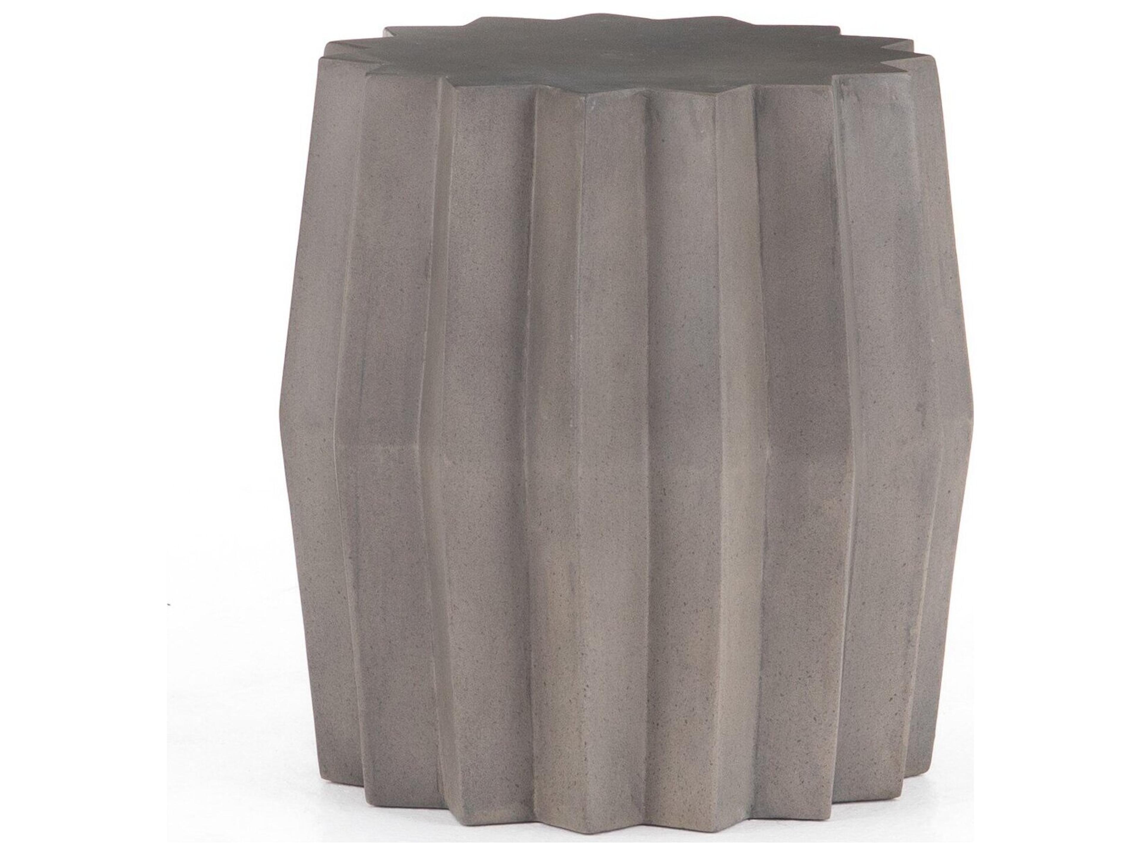 Luxecor Globetrotter Outdoor Dark Grey Concrete Round End Table