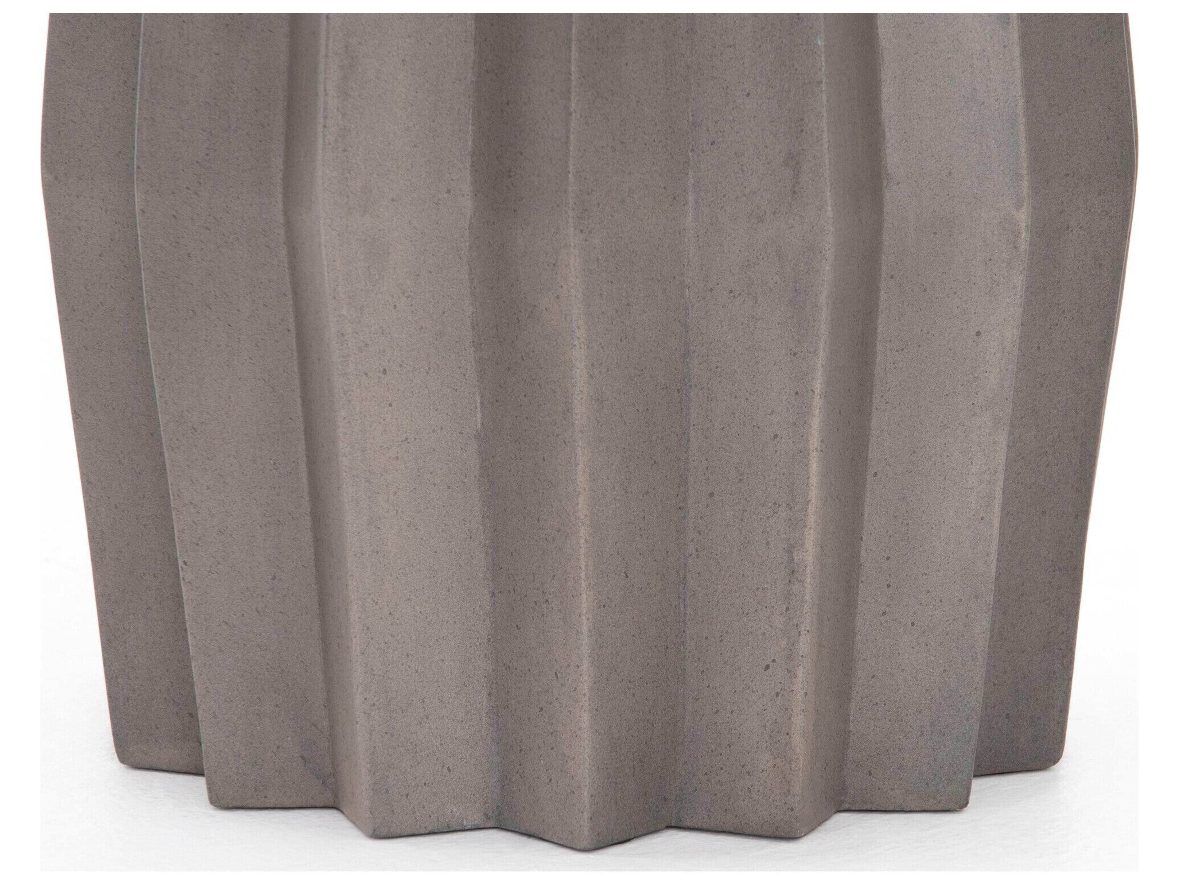 Luxecor Globetrotter Outdoor Dark Grey Concrete Round End Table