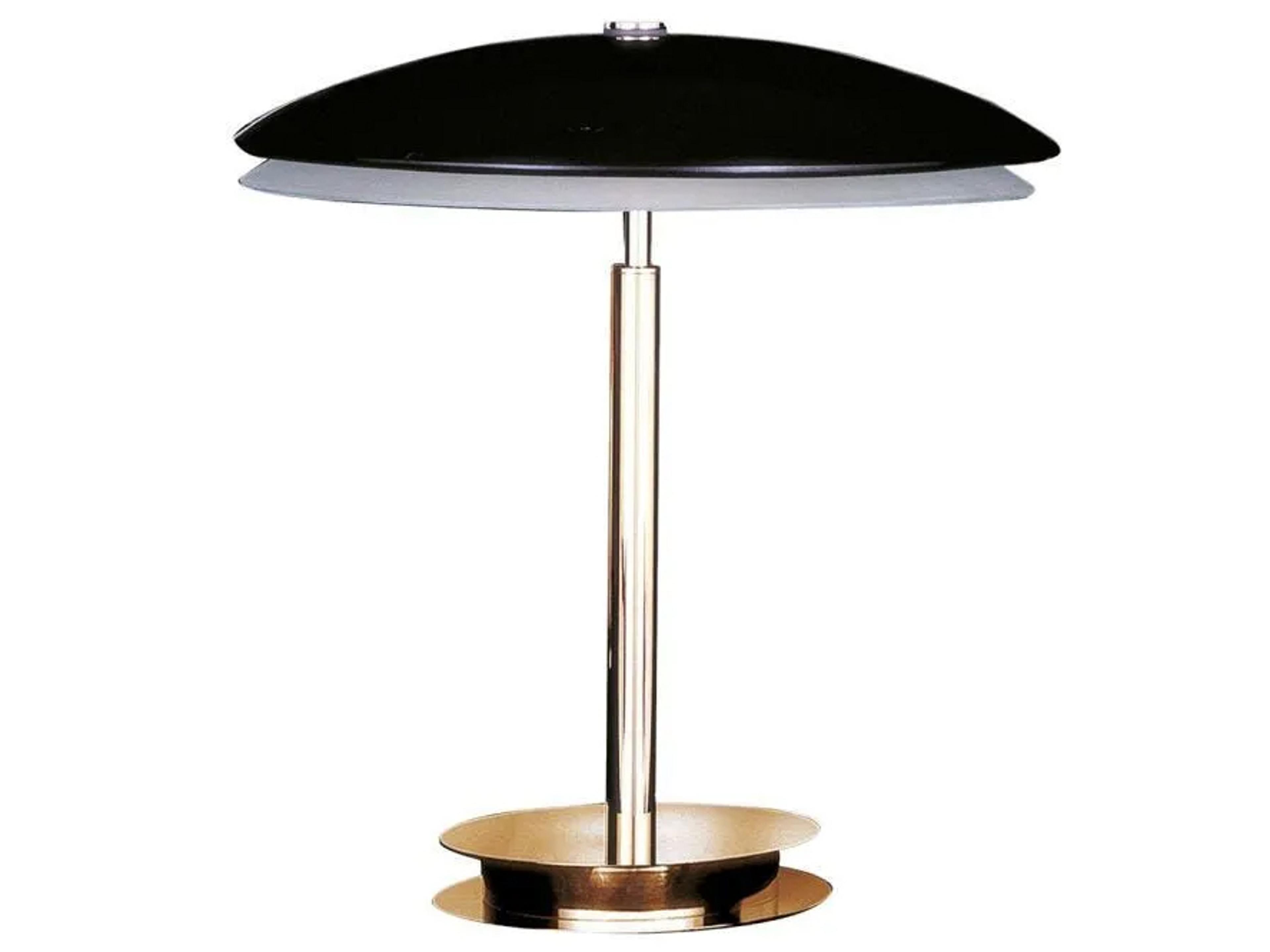 Bis-Tris Brass Black Glass Table Lamp