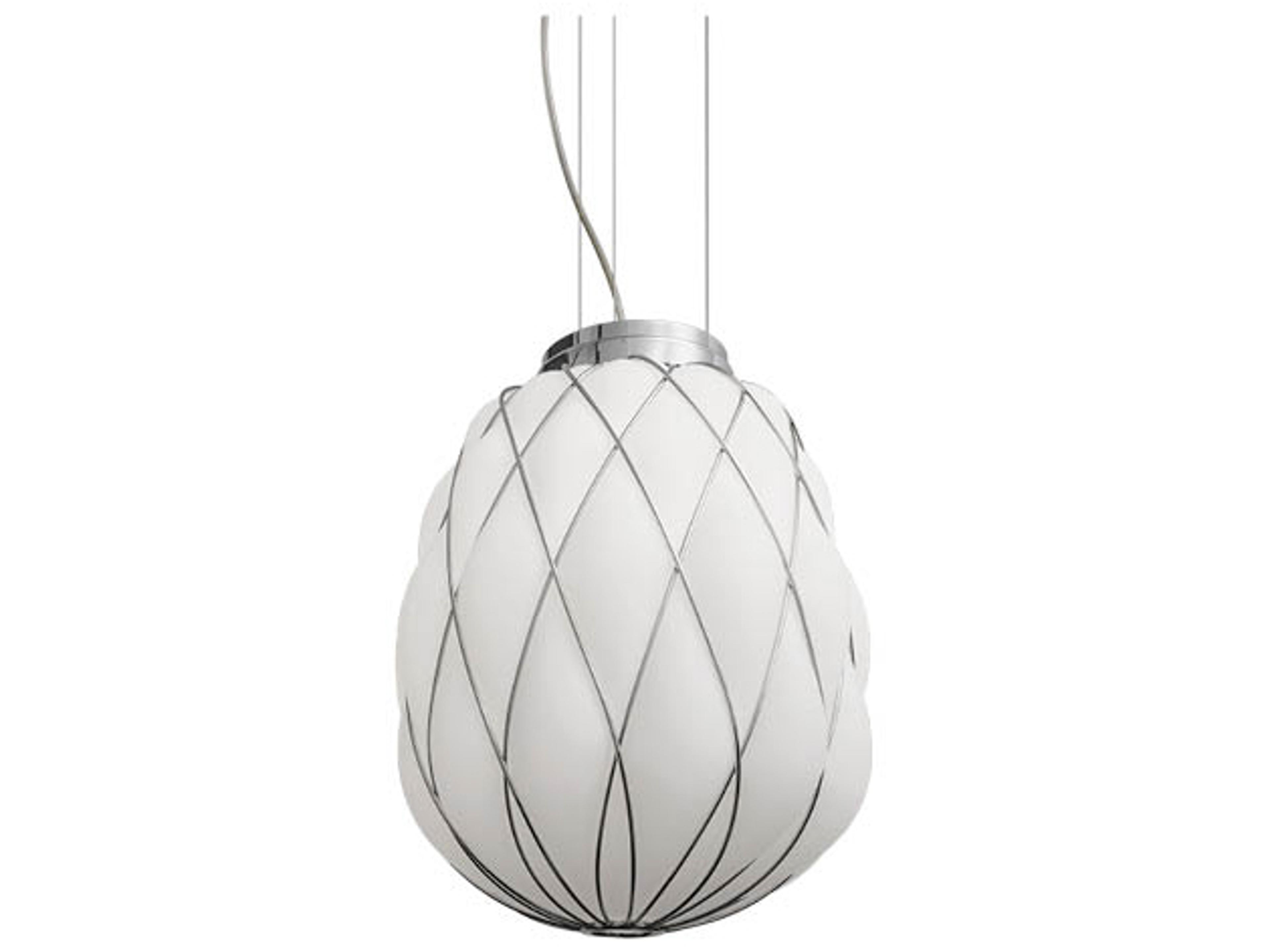 Pinecone 1-Light Chrome White Glass Mini Pendant