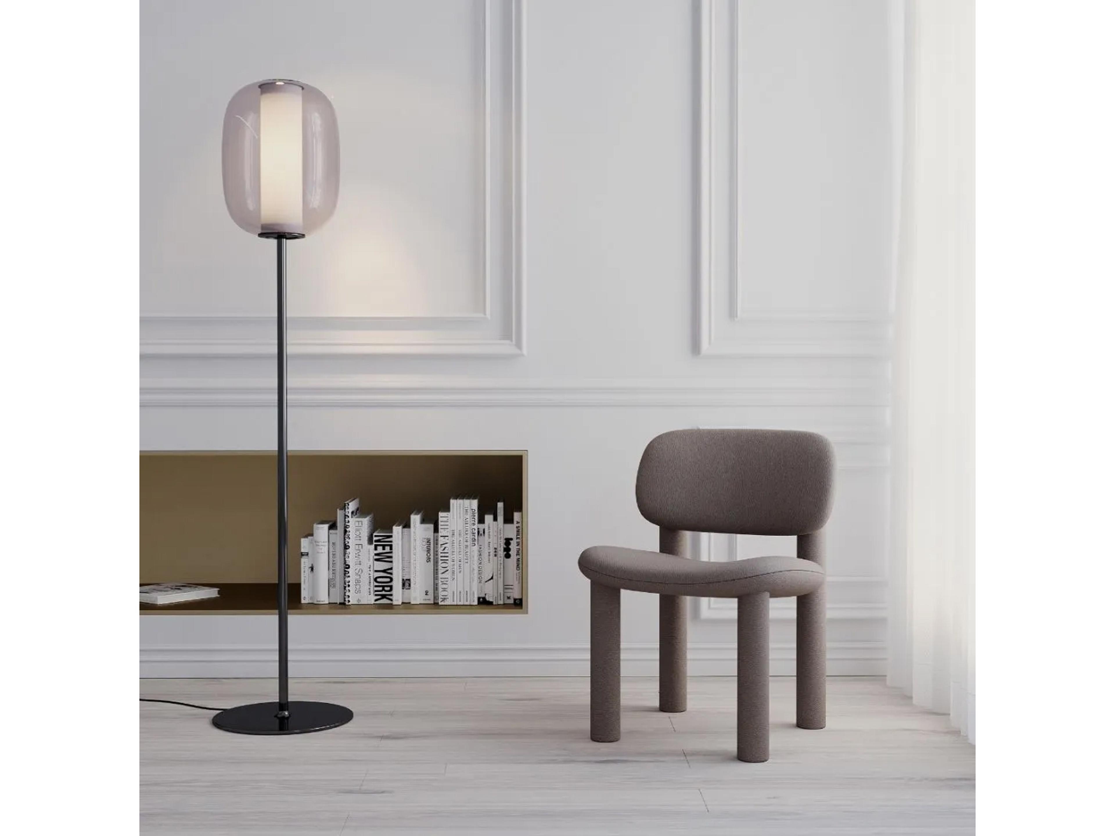 Fontana Arte Meridiano Black Gray Fume Glass LED Floor Lamp