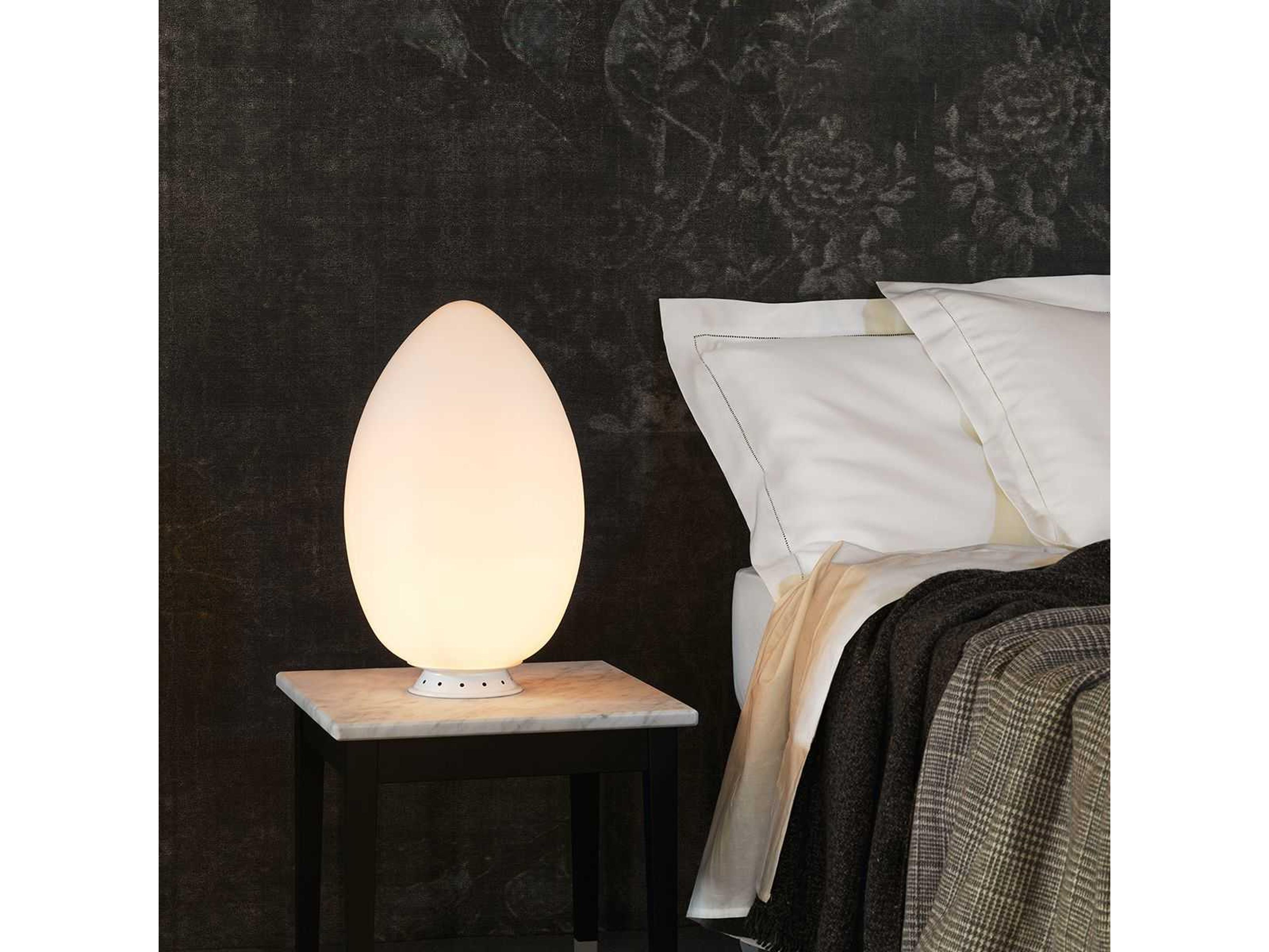 Fontana Arte Uovo White Glass Table Lamp