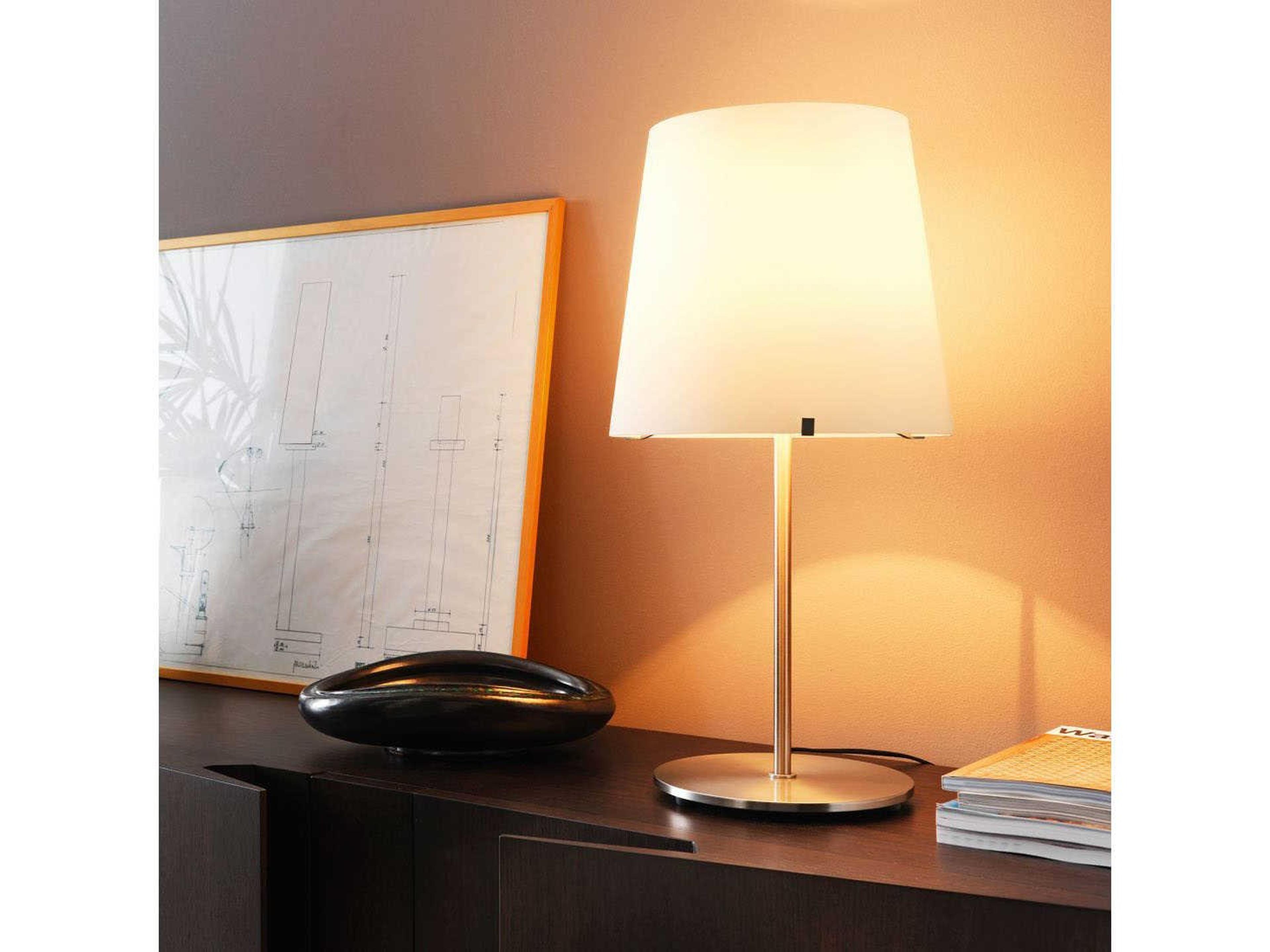 Fontana Arte 3247TA Nickel White Glass Table Lamp