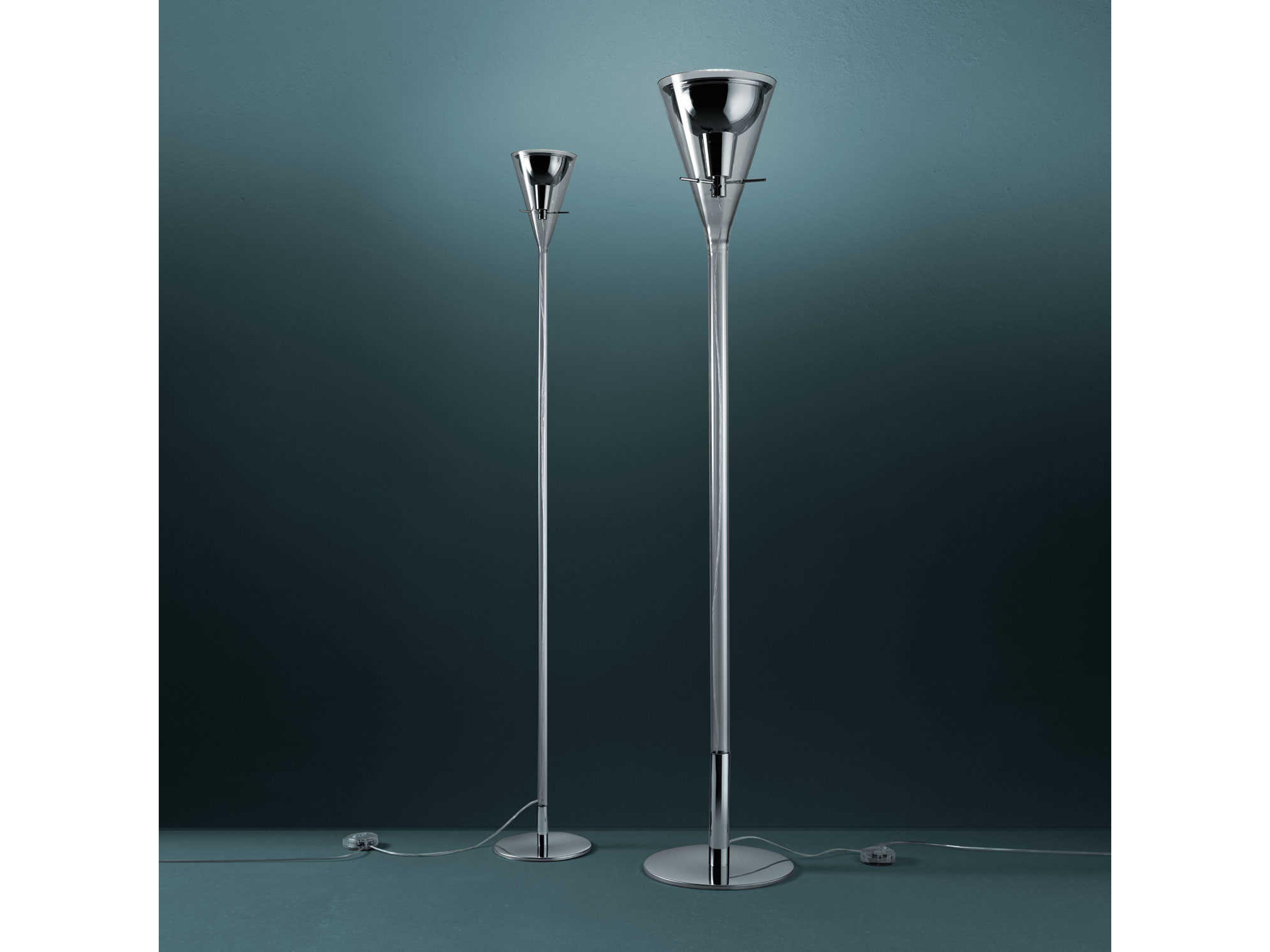 Fontana Arte Flute Glass with Polished Chrome Clear Floor Lamp