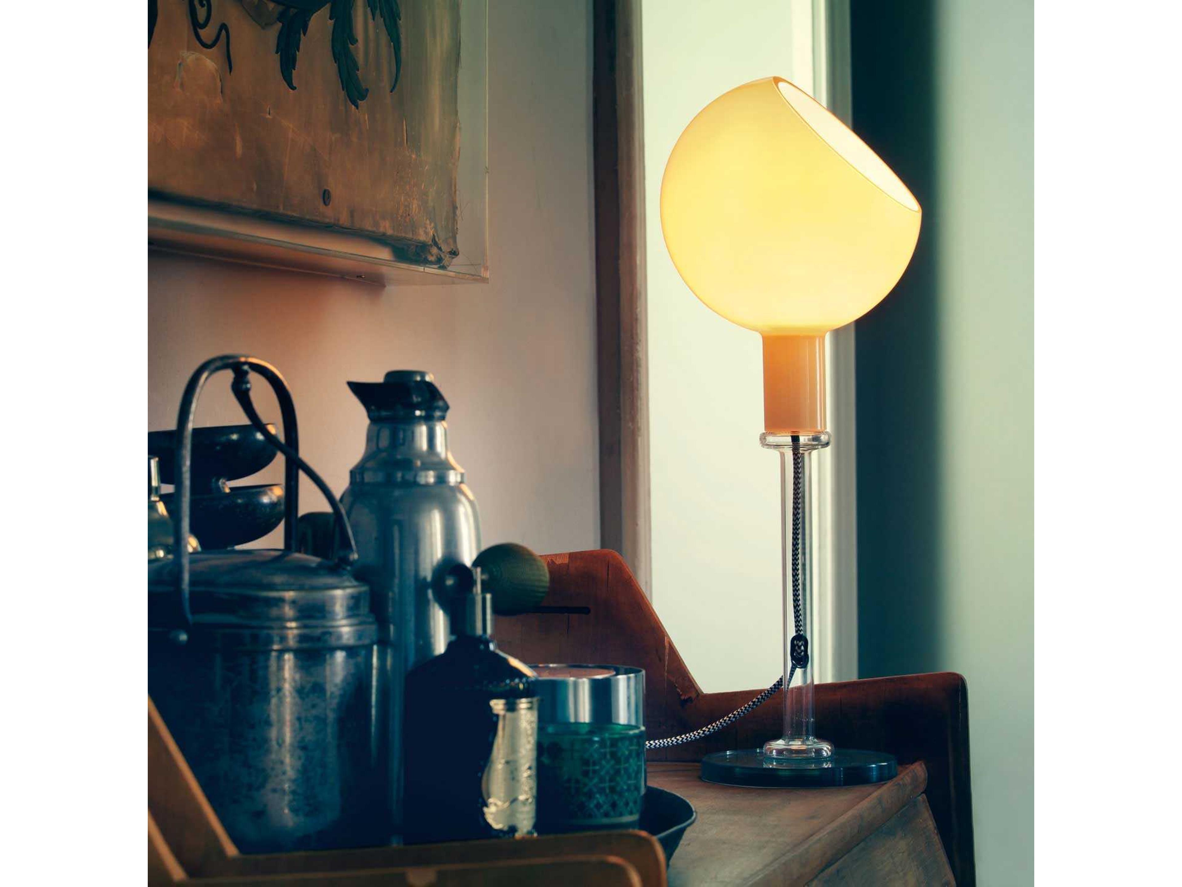 Fontana Arte Parola Amber with Transparent Glass With Orange Table Lamp