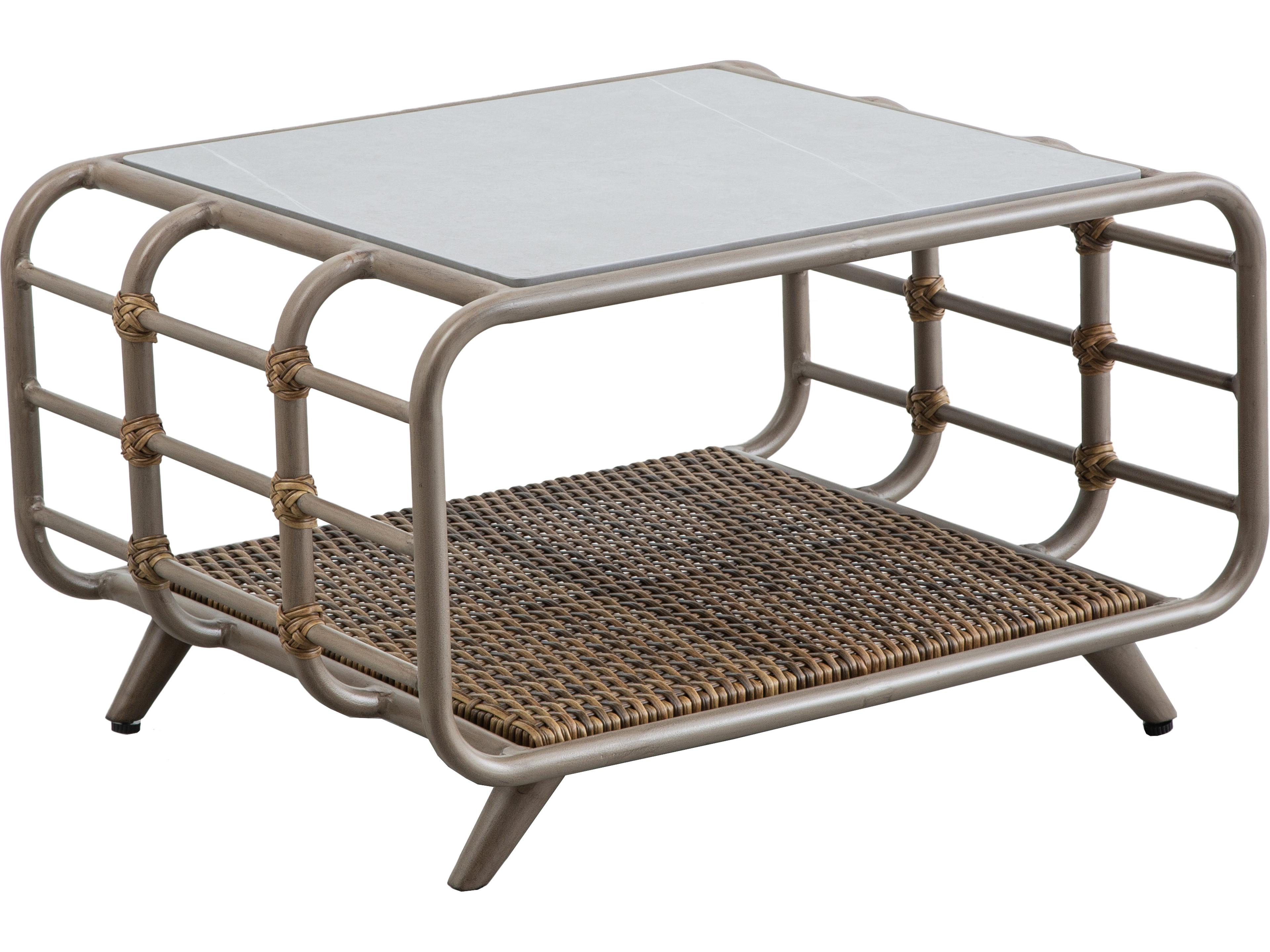 Drew and Jonathan Home Skyline Wicker Rectangular Patio Coffee Table With Tlie Top