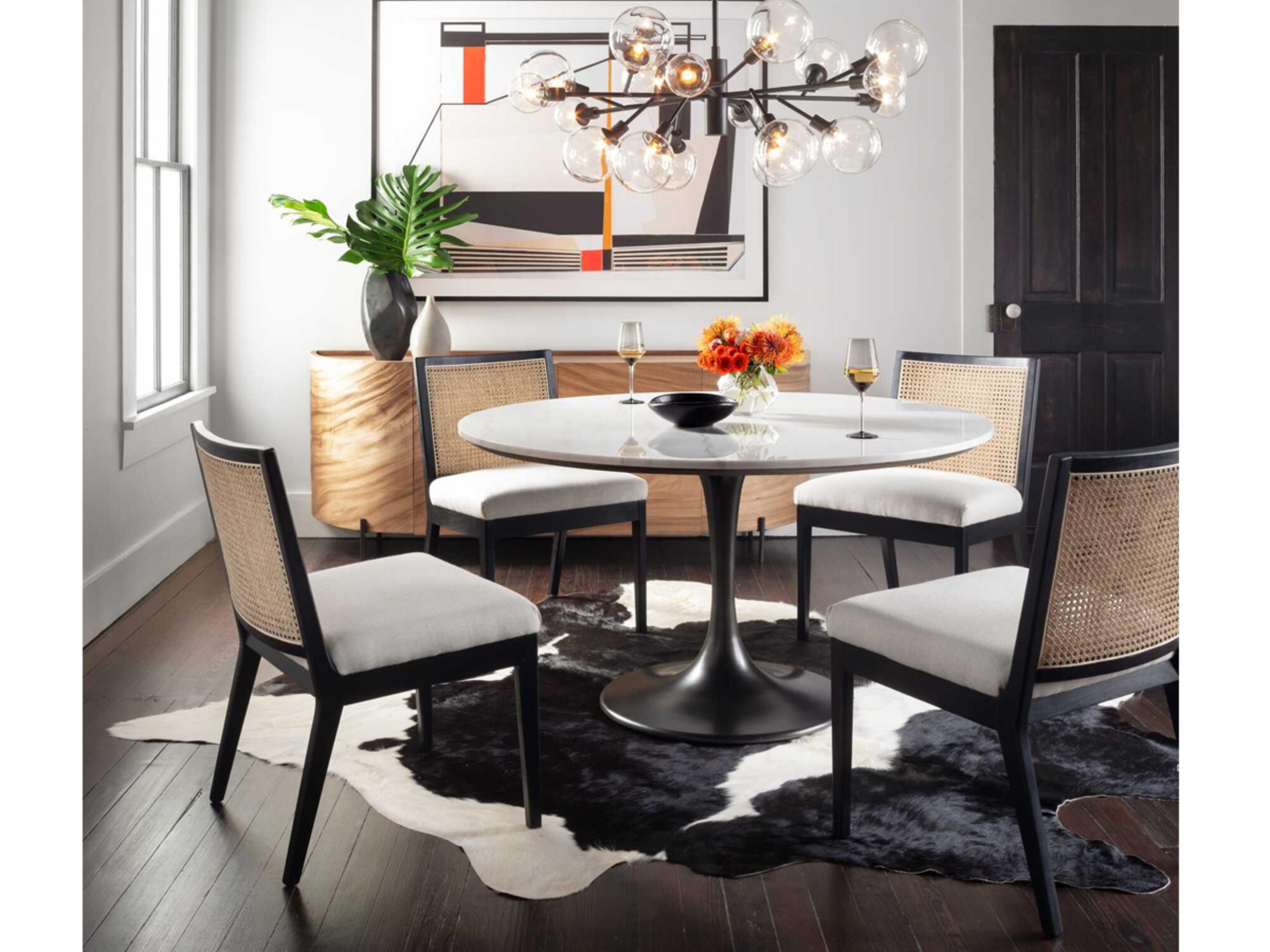 Luxecor Globetrotter Antonia Solid Wood Ebony Upholstered Side Dining Chair