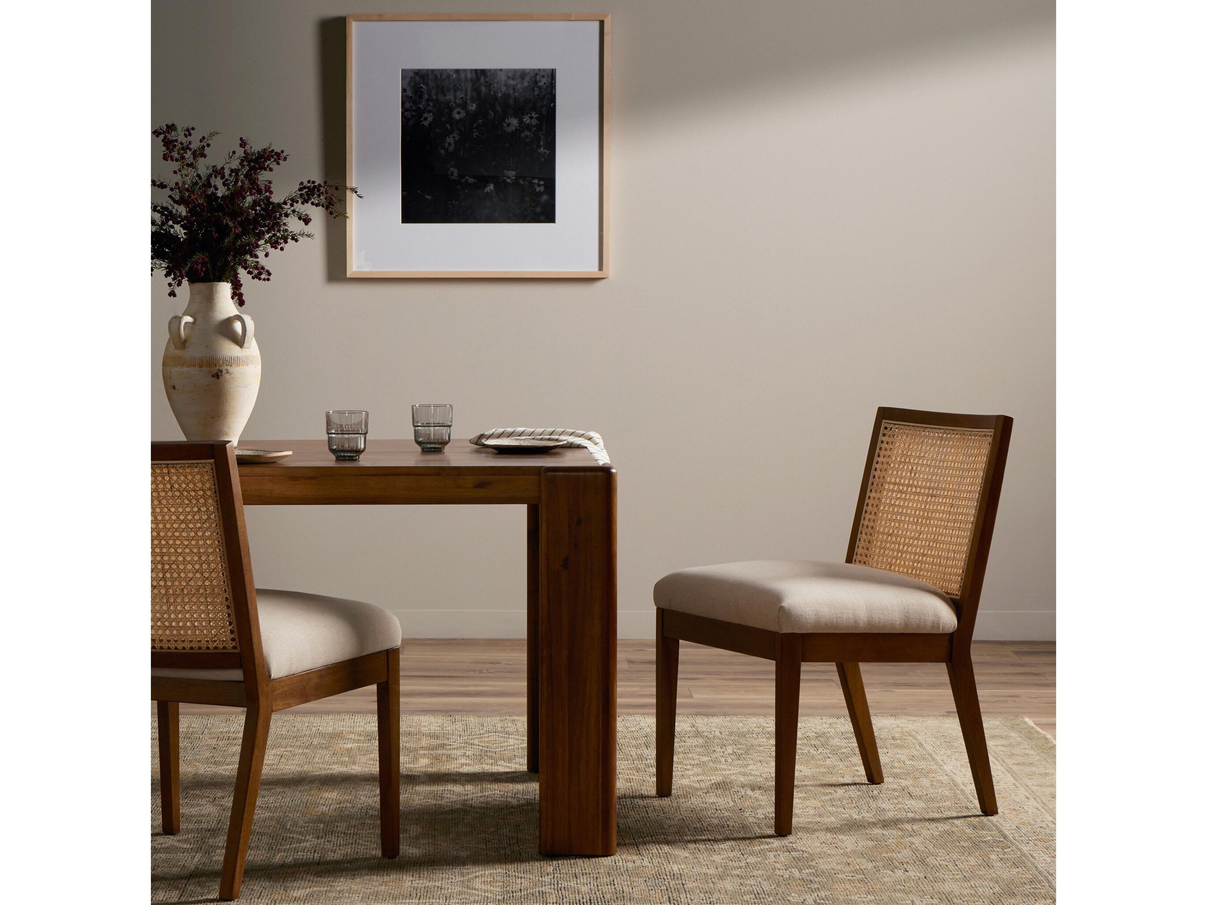 Four Hands Belfast Antonia Solid Wood Brown Upholstered Side Dining Chair