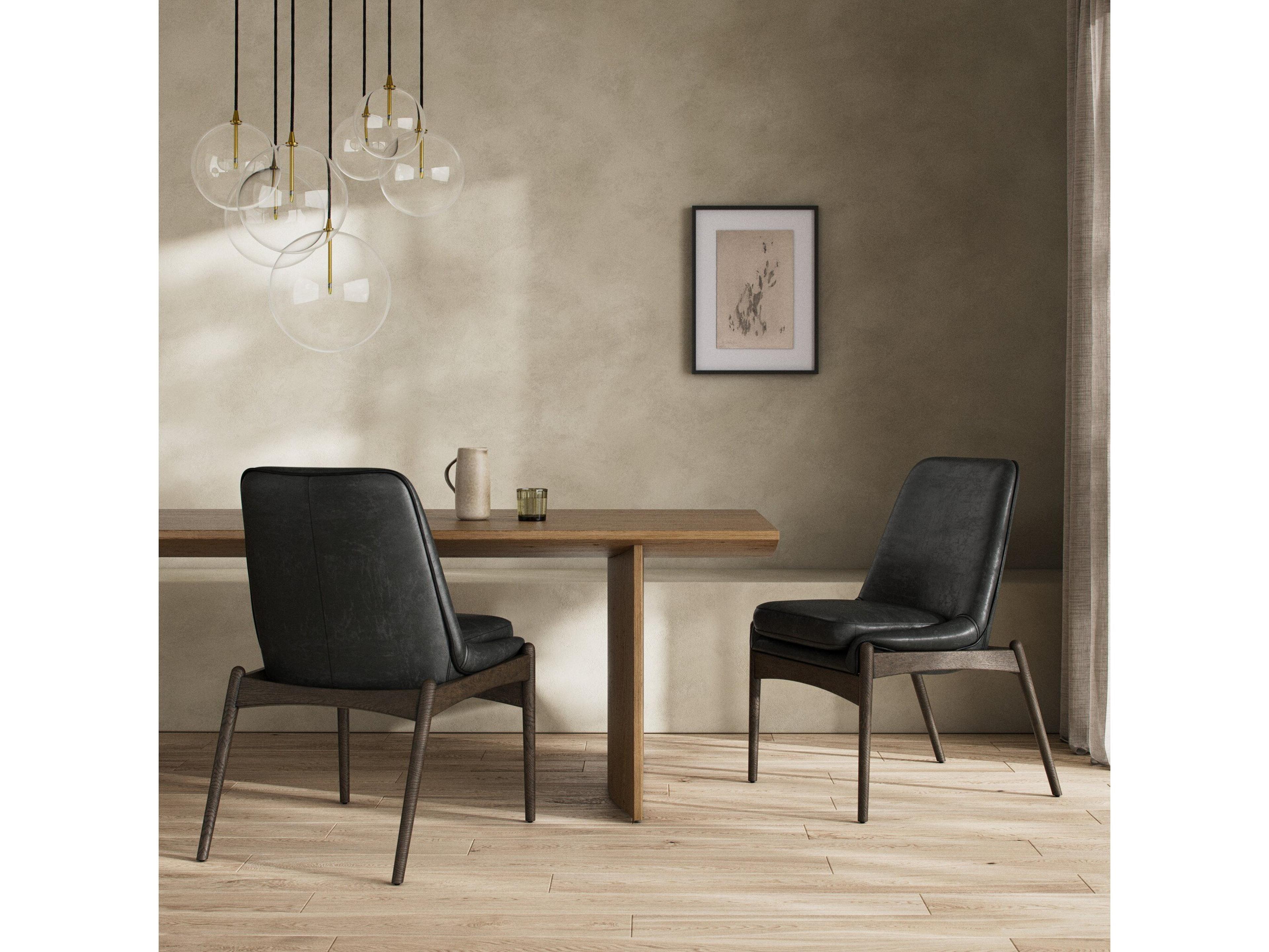 Four Hands Ashford Braden Durango Smoke Leather Oak Wood Dining Chair