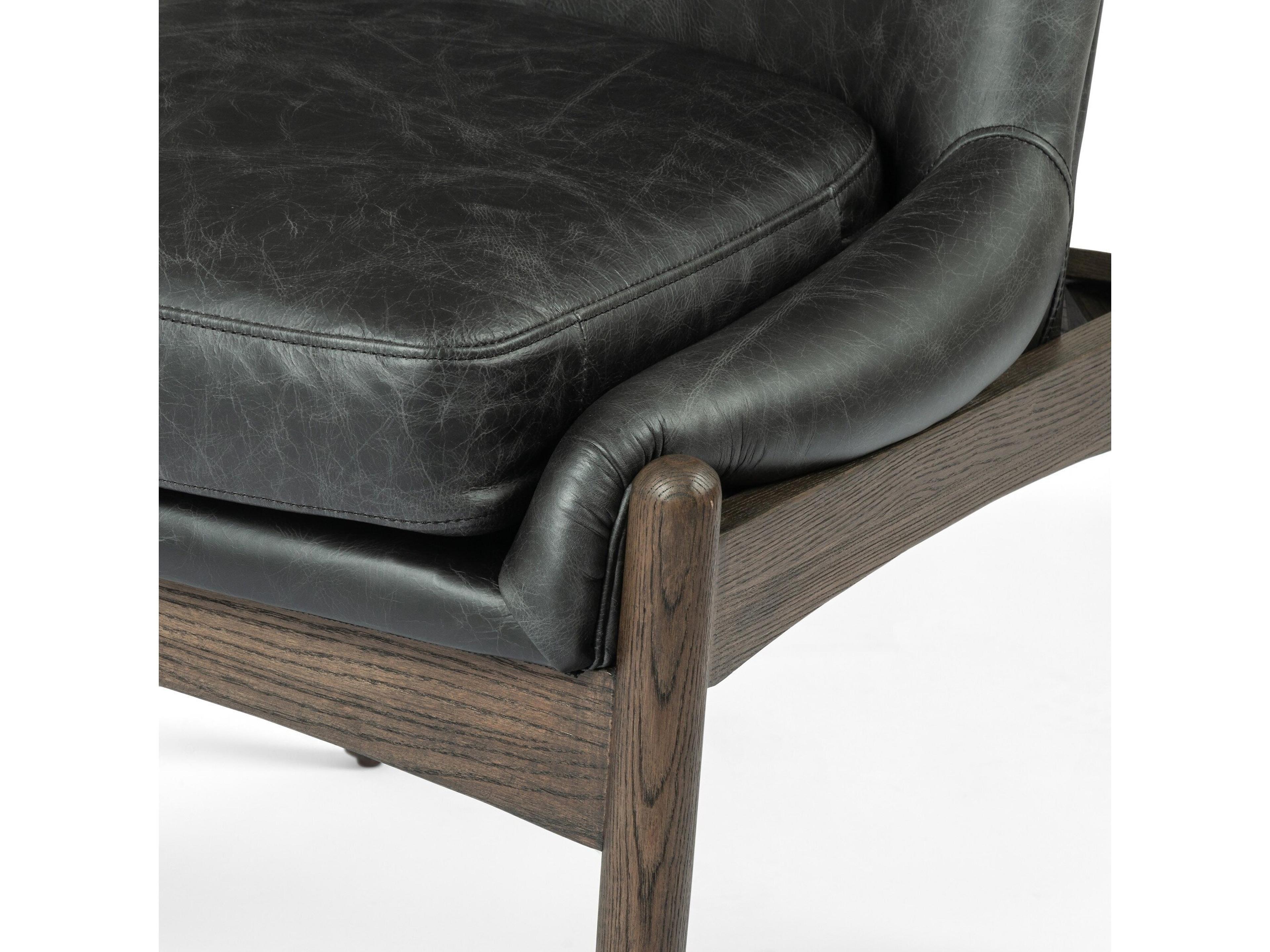 Four Hands Ashford Braden Durango Smoke Leather Oak Wood Dining Chair