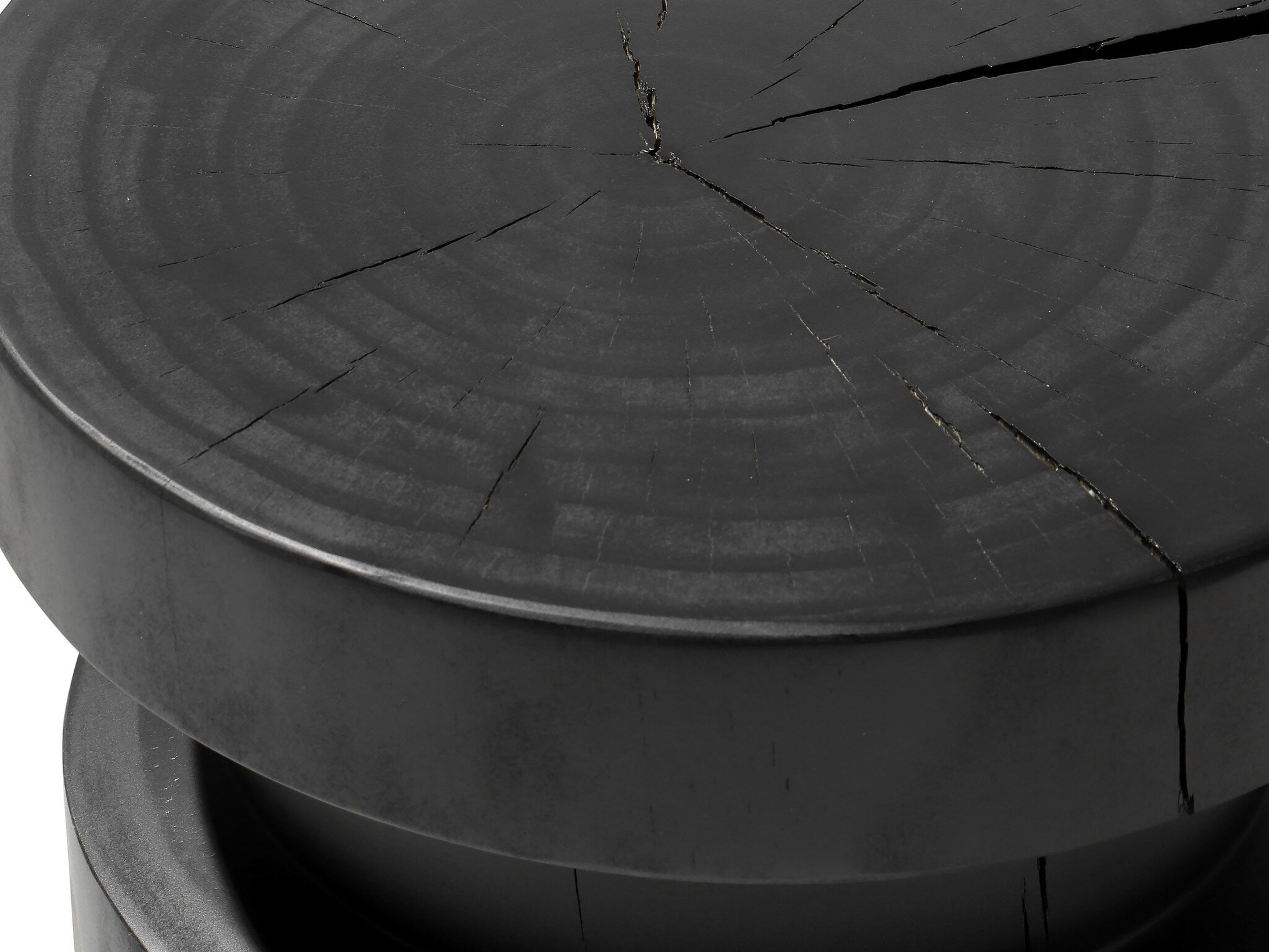 Four Hands Bishop Inez Round Wood Black Pine End Table