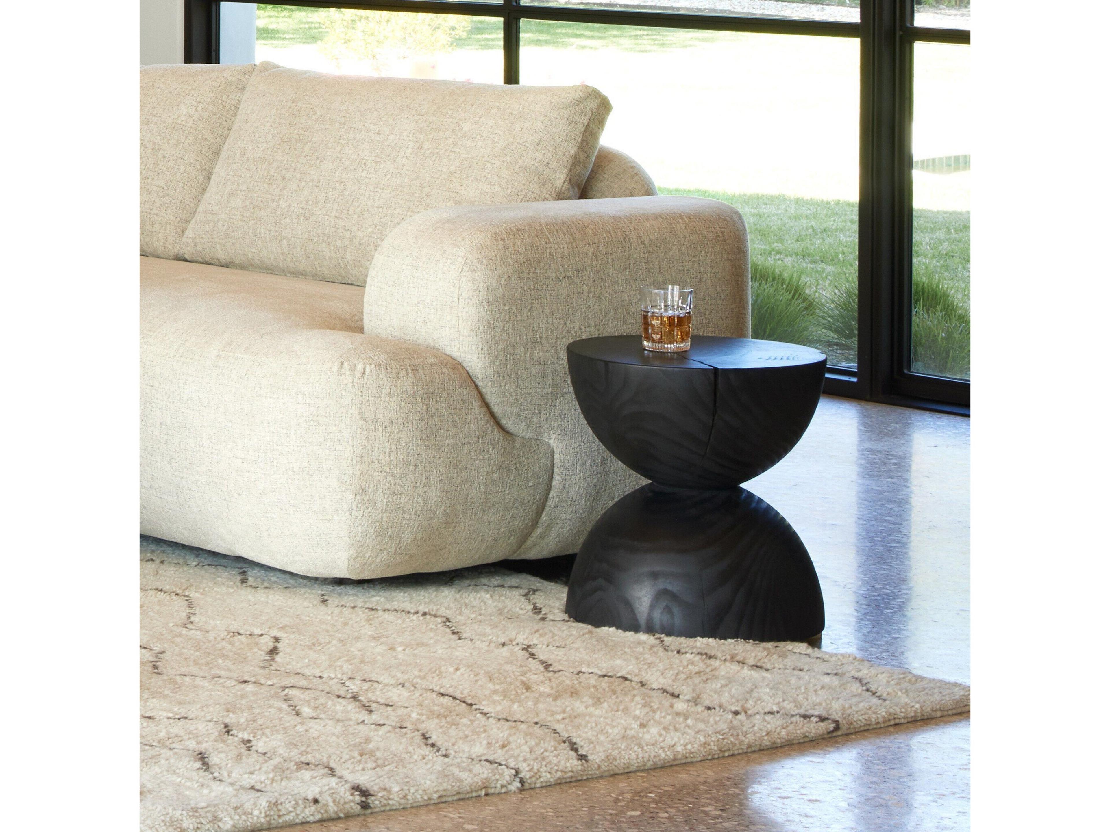 Bishop Aliza Round Wood Black Pine End Table