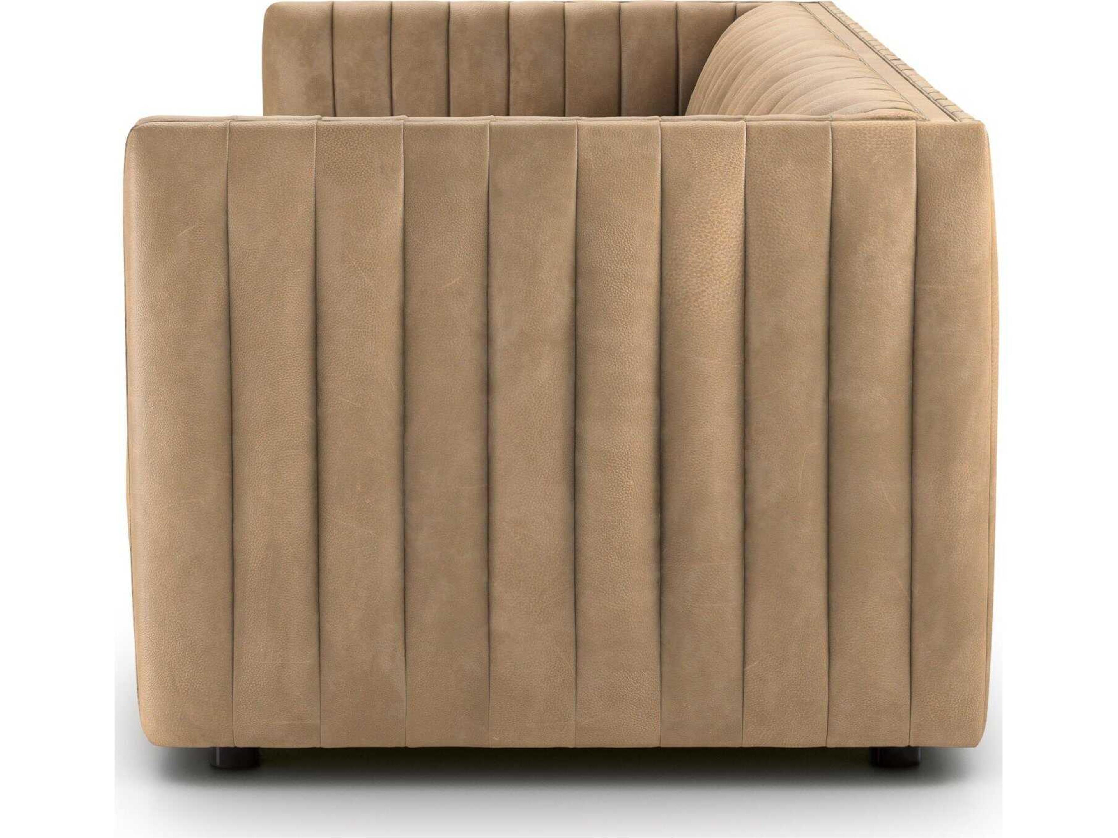 Four Hands Grayson Augustine Palermo Drift Brown Leather Sofa