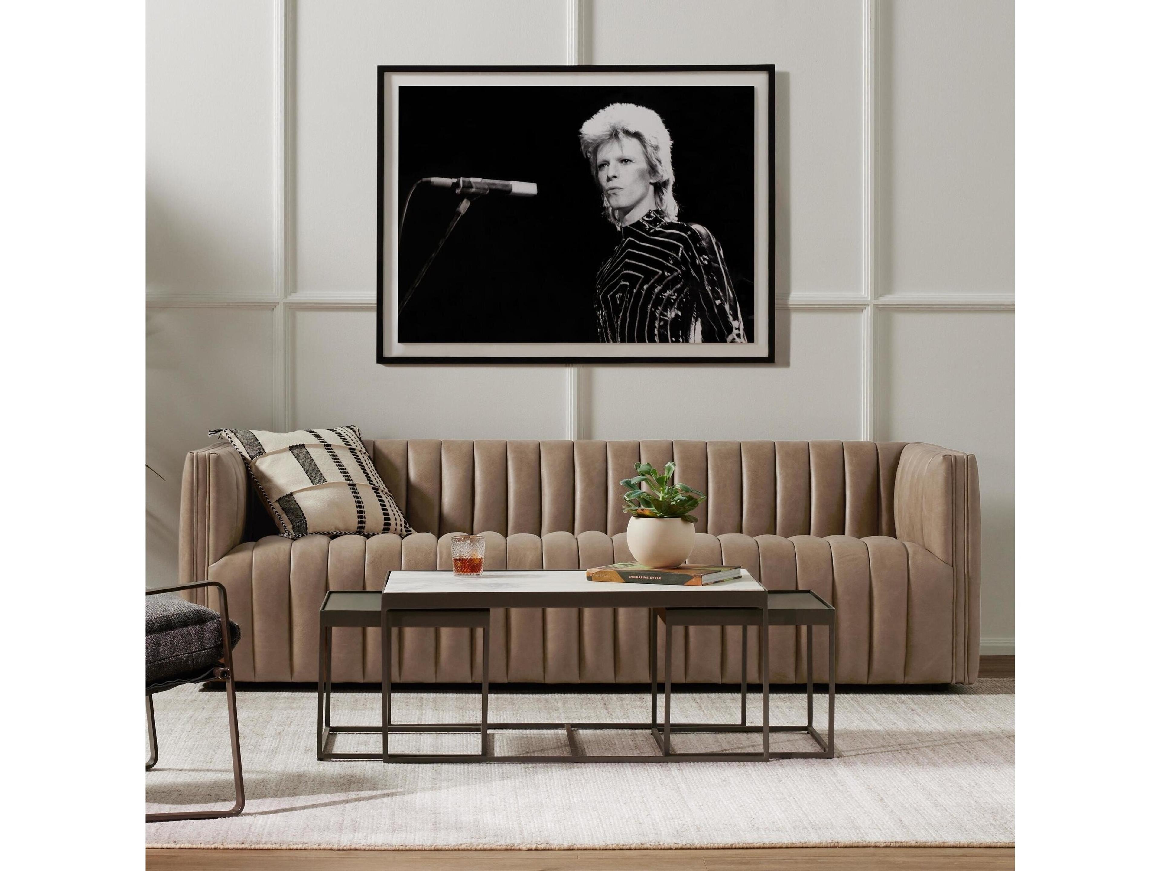 Four Hands Grayson Augustine Palermo Drift Brown Leather Sofa