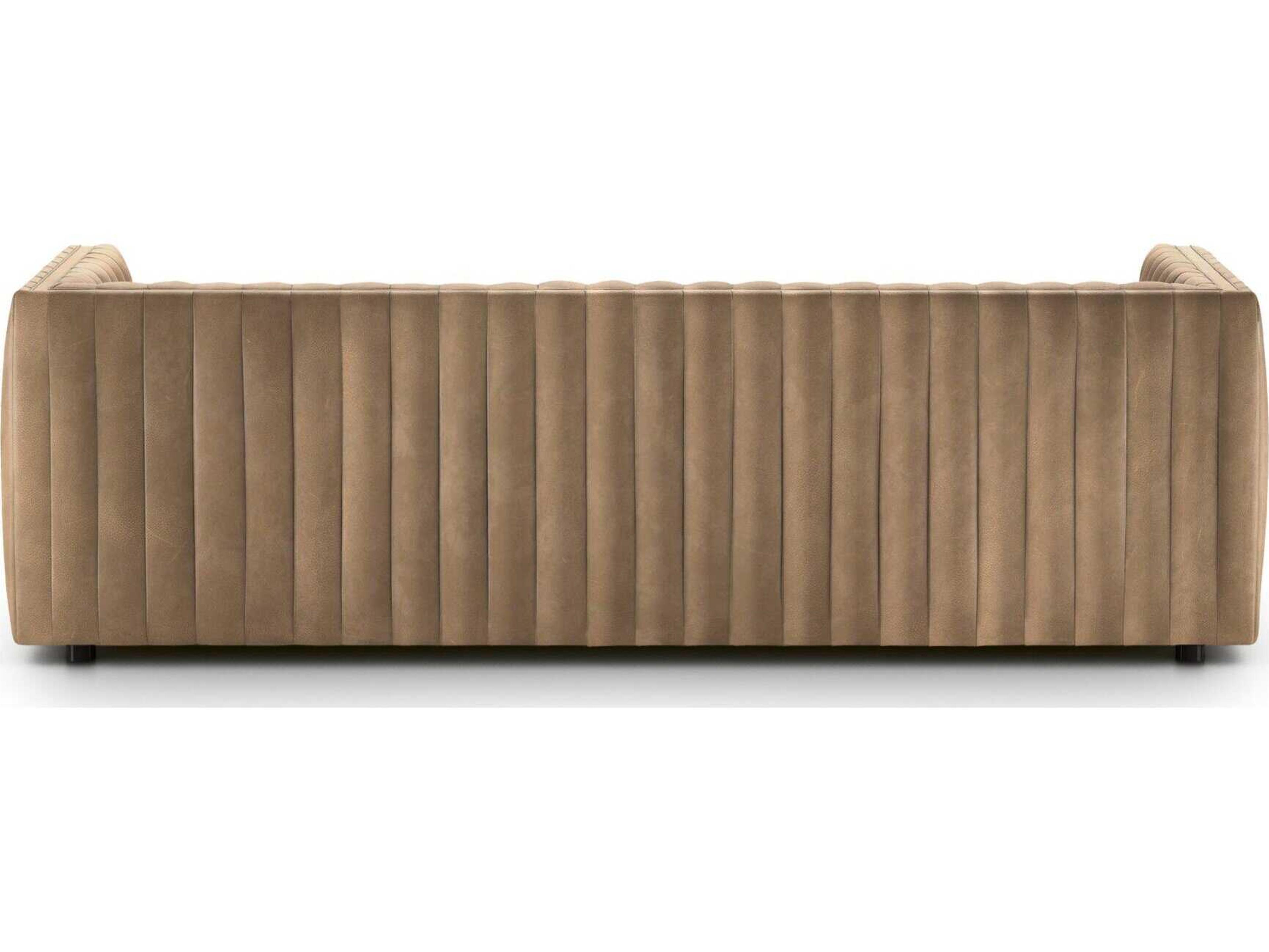 Four Hands Grayson Augustine Palermo Drift Brown Leather Sofa