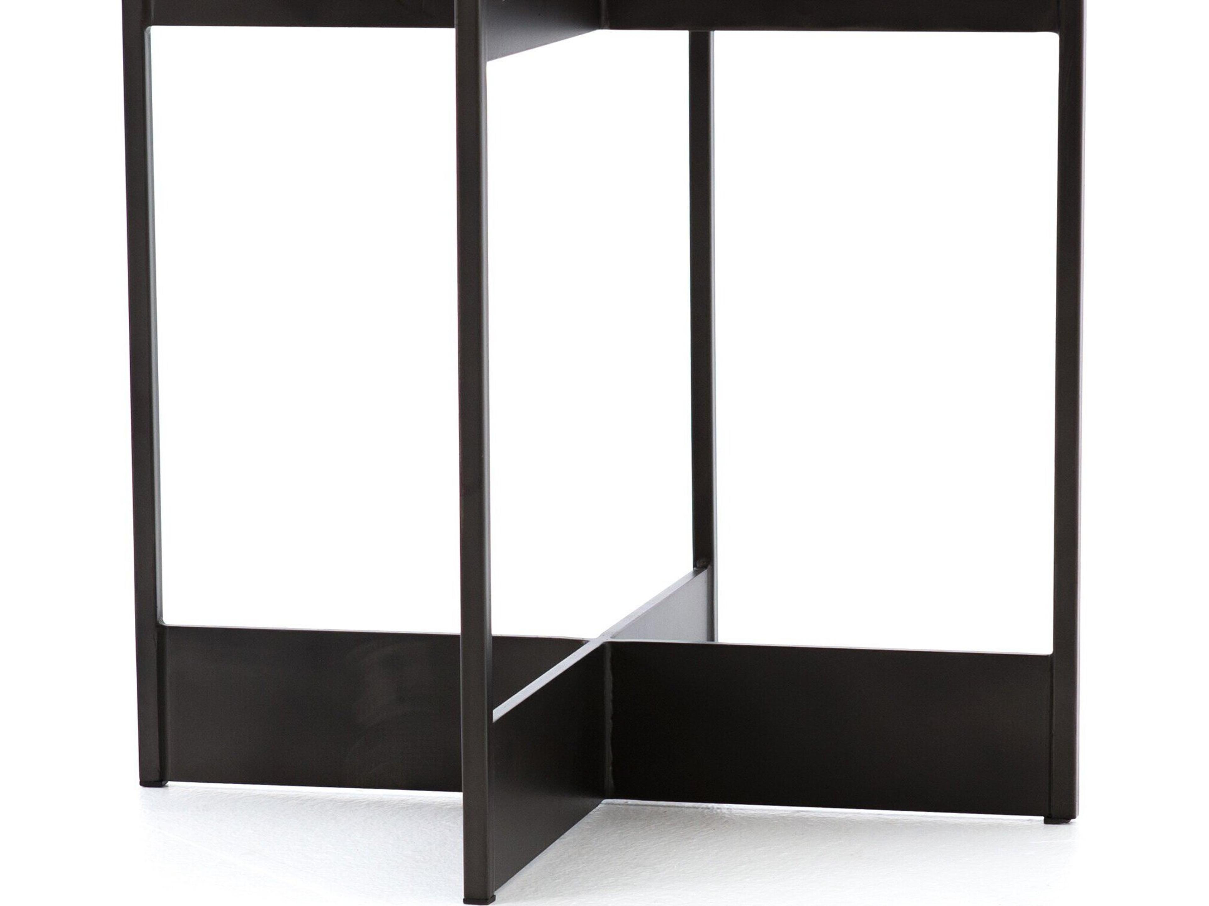 Four Hands Hughes Shannon Round Wood Smoke Grey English Brown Oak Veneer End Table