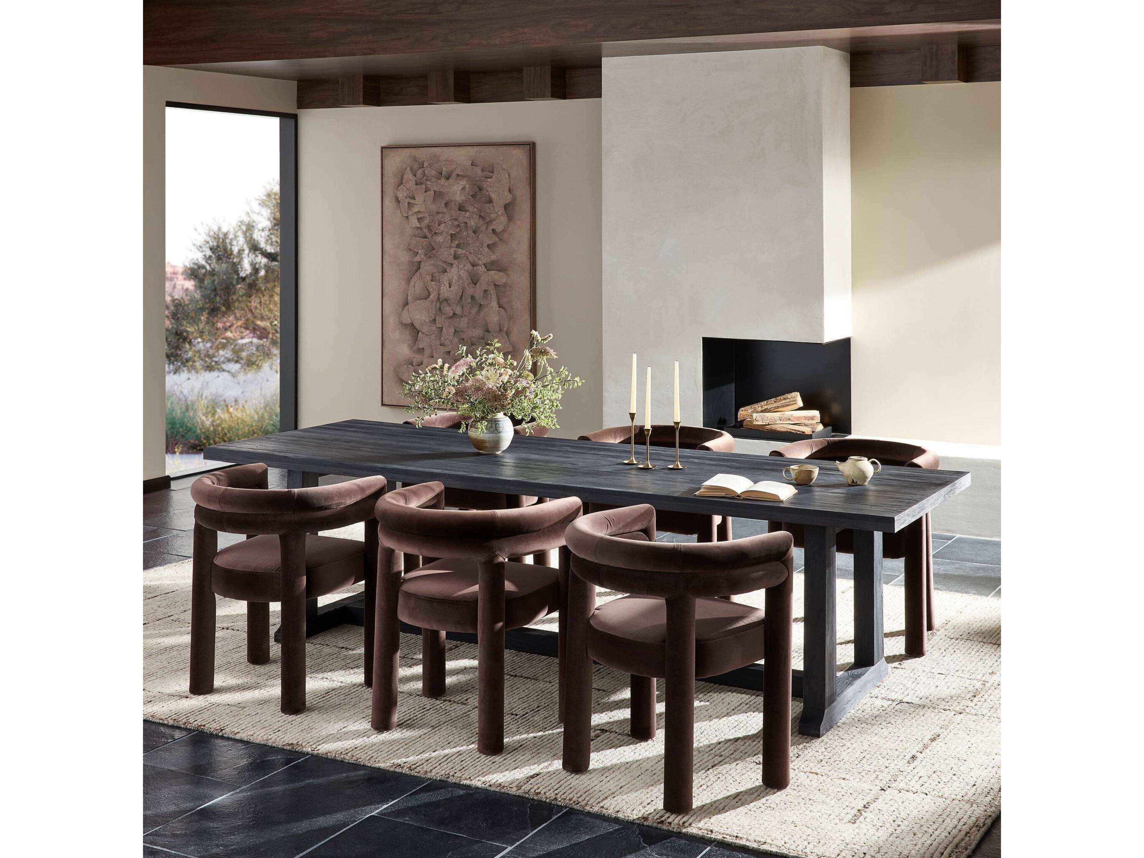 Four Hands Collins Rectangular Wood Black Pine Dining Table