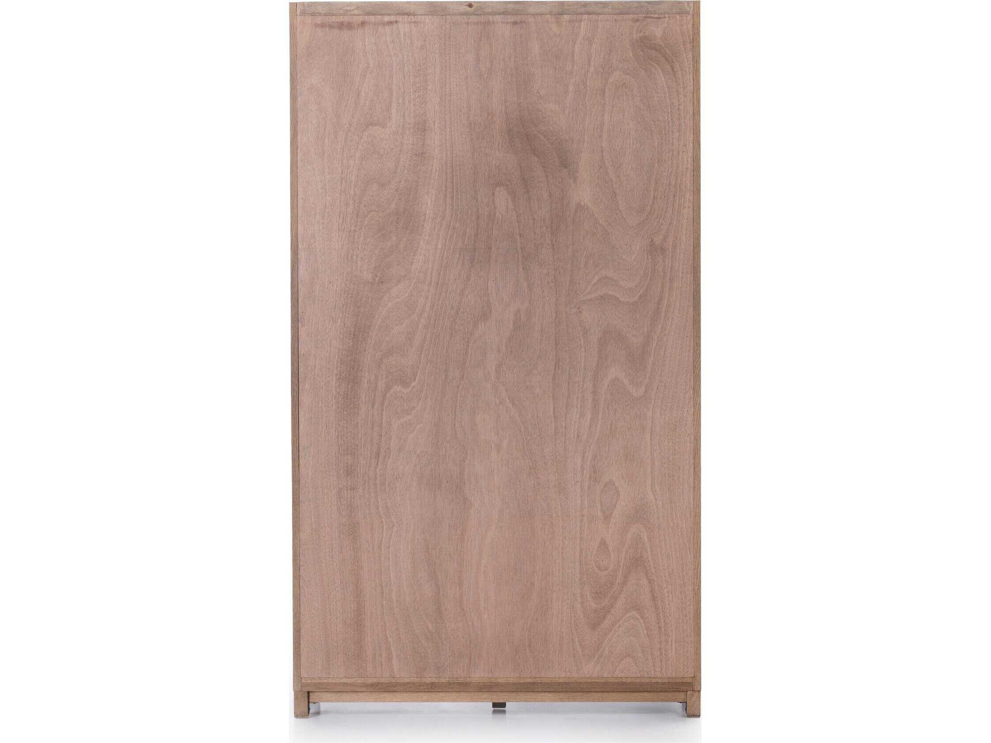 Four Hands Irondale Millie Oak Wood Tempered Glass Drifted Display Cabinet