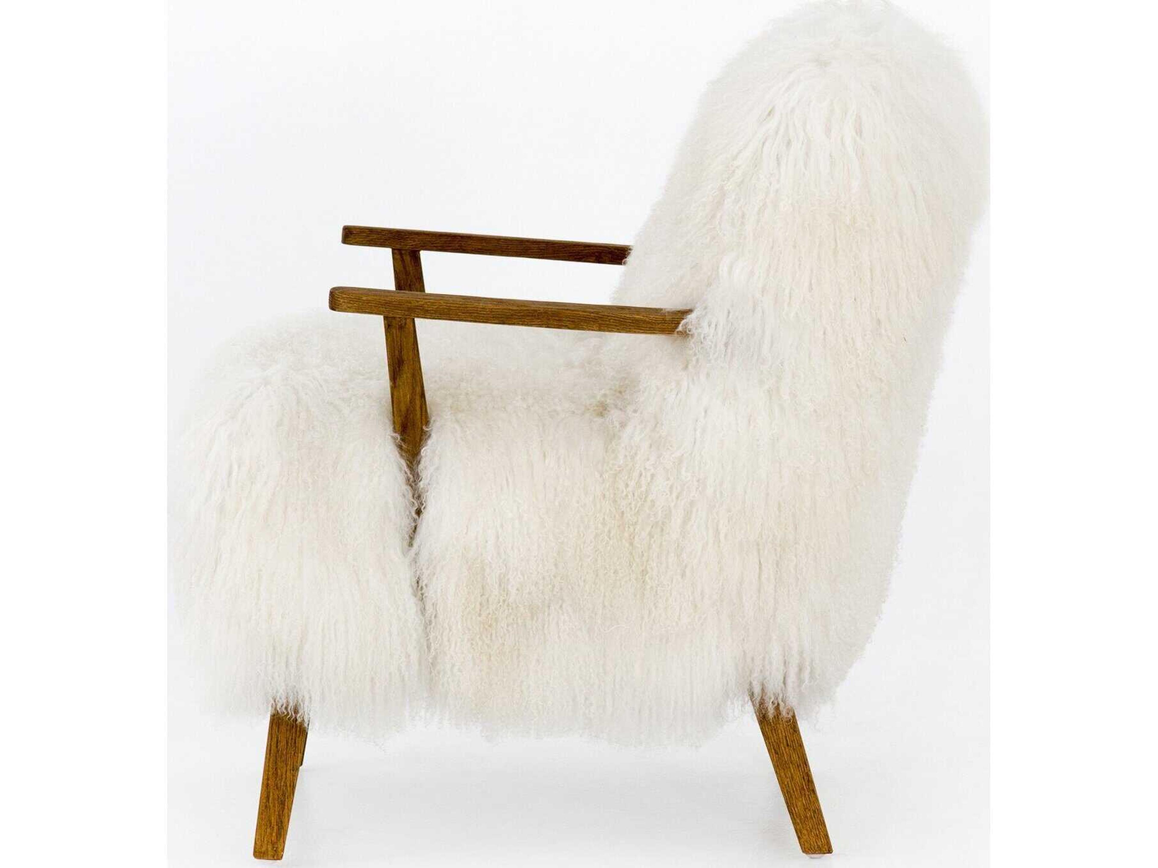 Four Hands Irondale Ashland Cream Fur Accent Chair