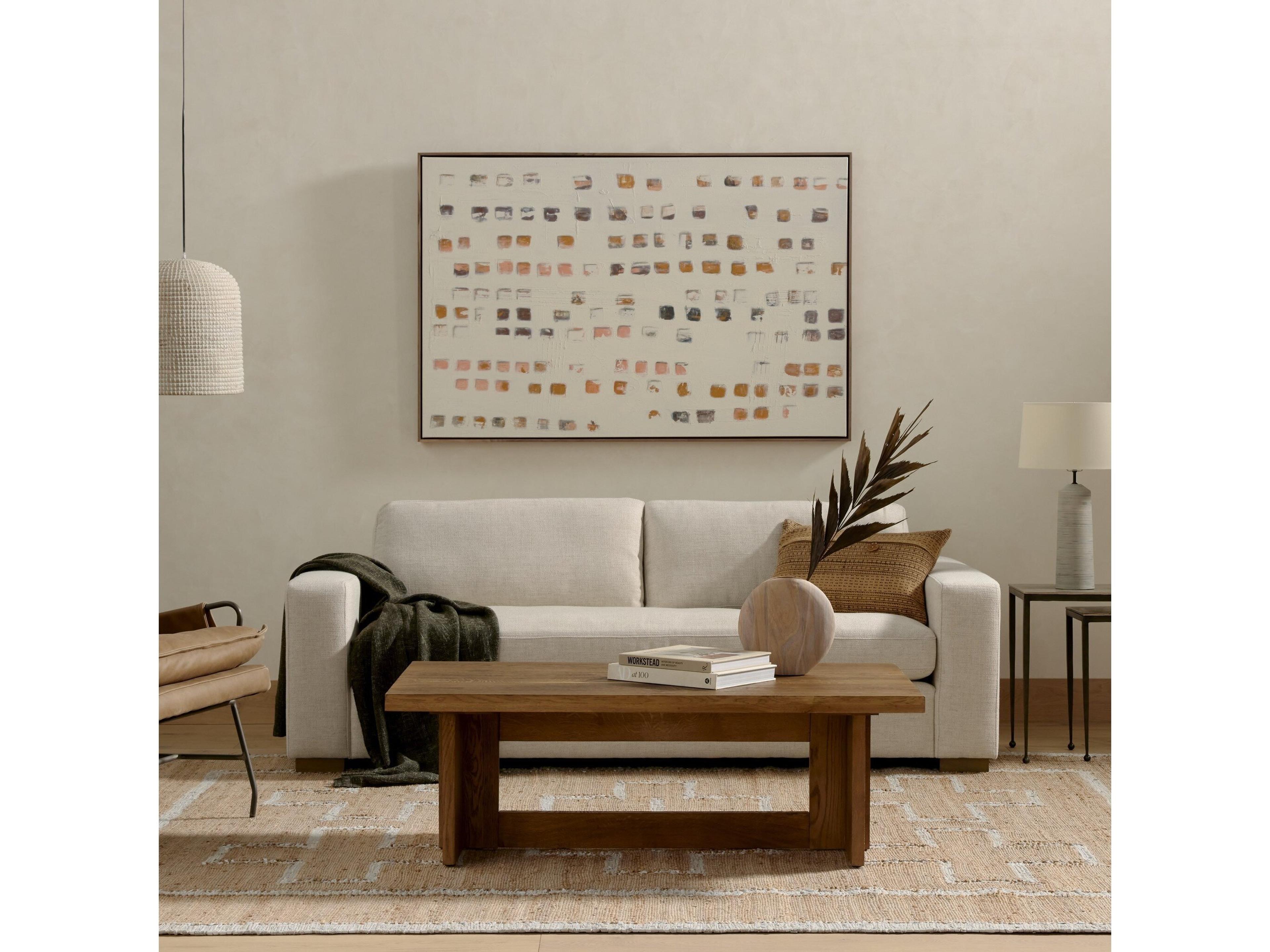 Four Hands Kensington Boone Thames Cream Washed Espresso Upholstered Sofa