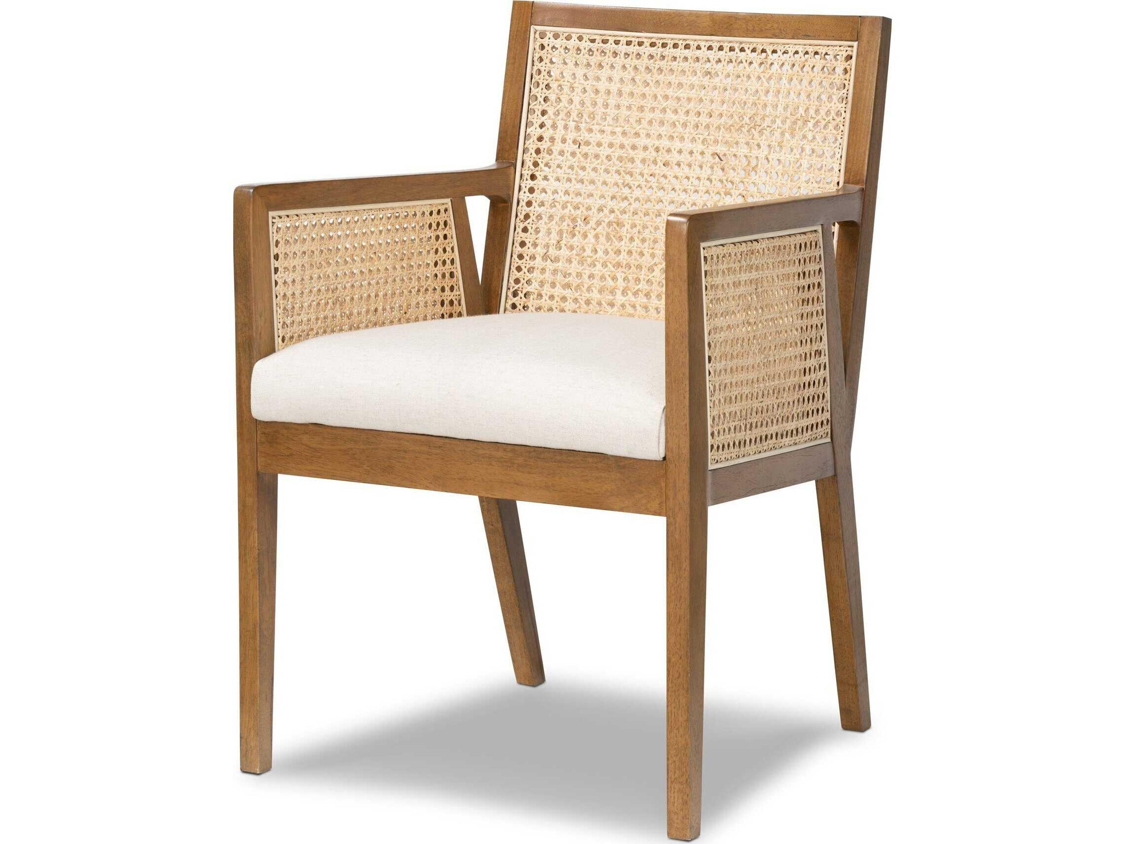 Luxecor Globetrotter Antonia Solid Wood Brown Upholstered Arm Dining Chair