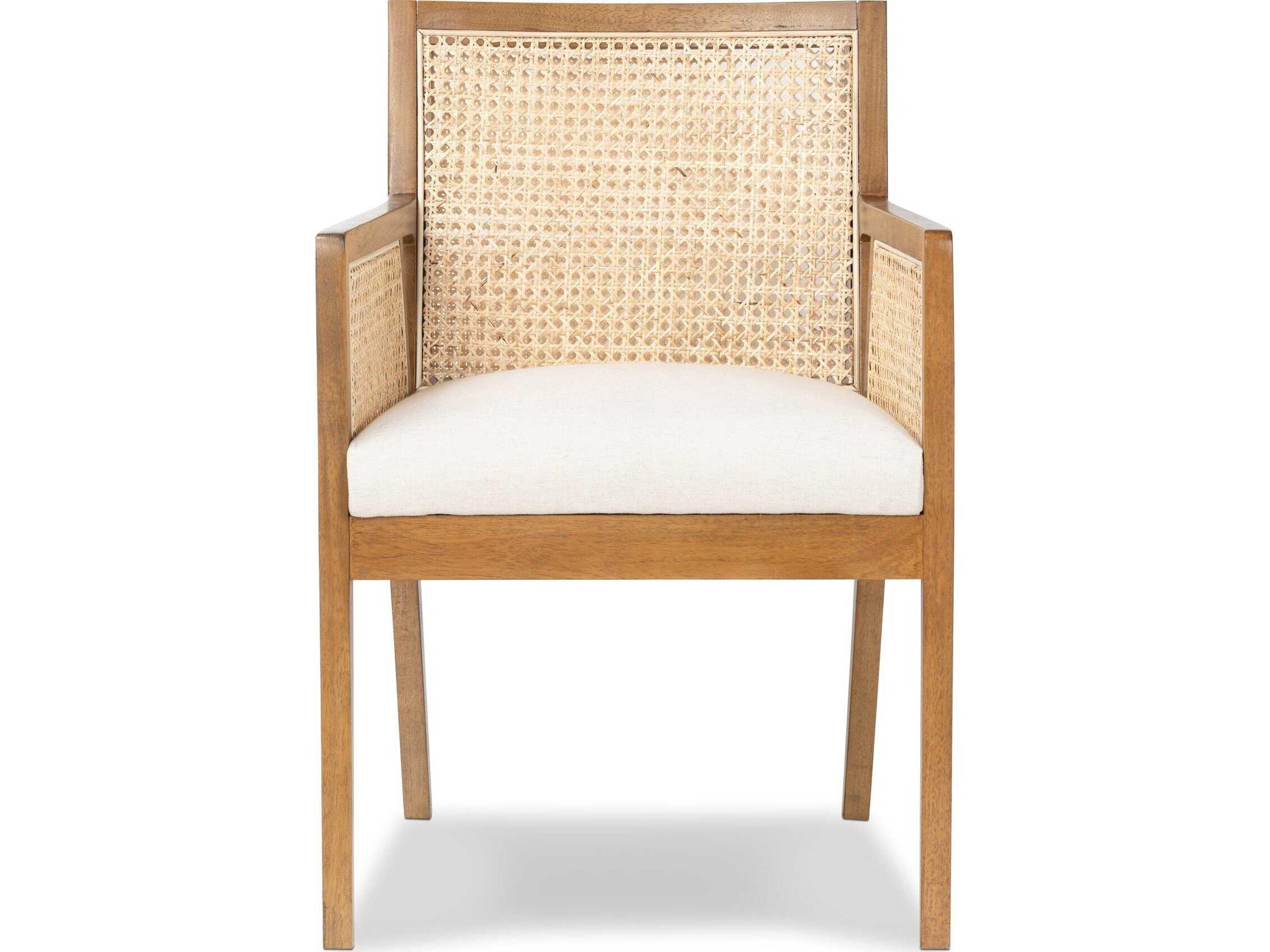 Luxecor Globetrotter Antonia Solid Wood Brown Upholstered Arm Dining Chair