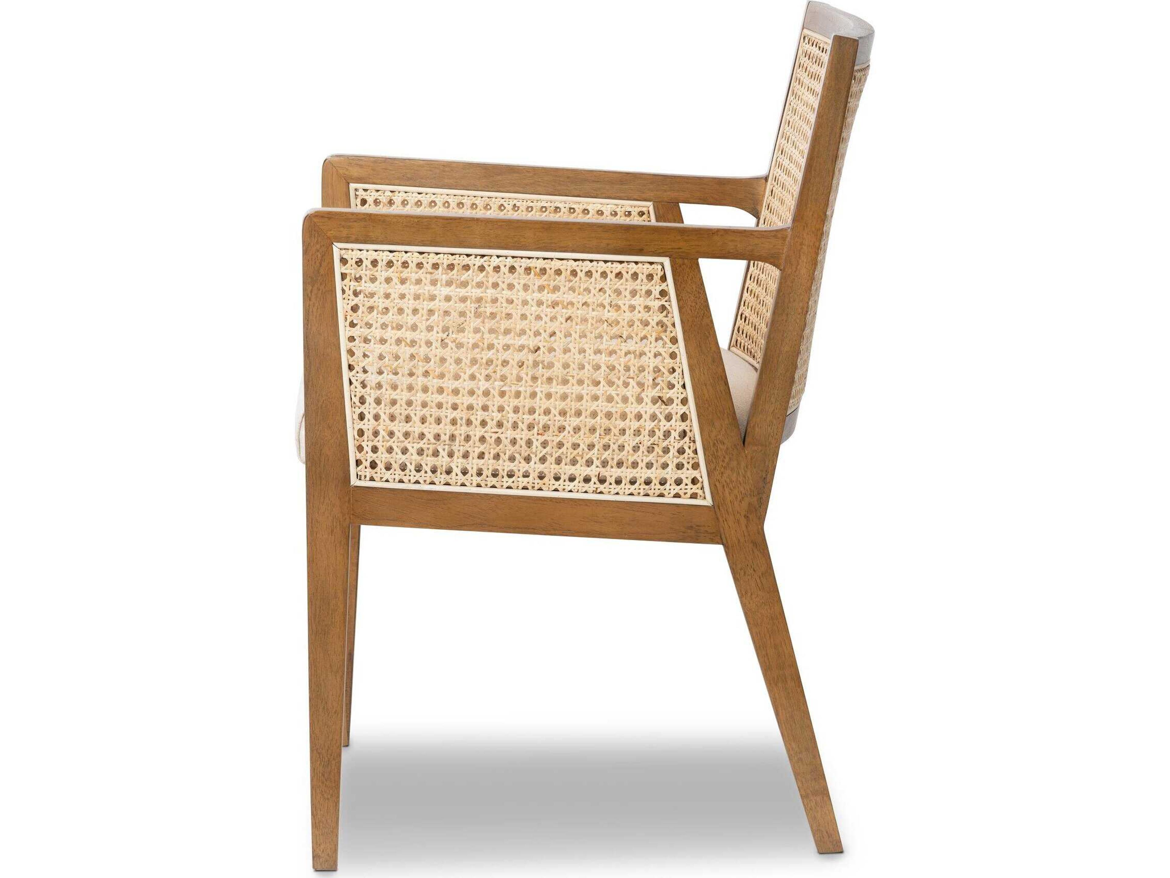 Luxecor Globetrotter Antonia Solid Wood Brown Upholstered Arm Dining Chair