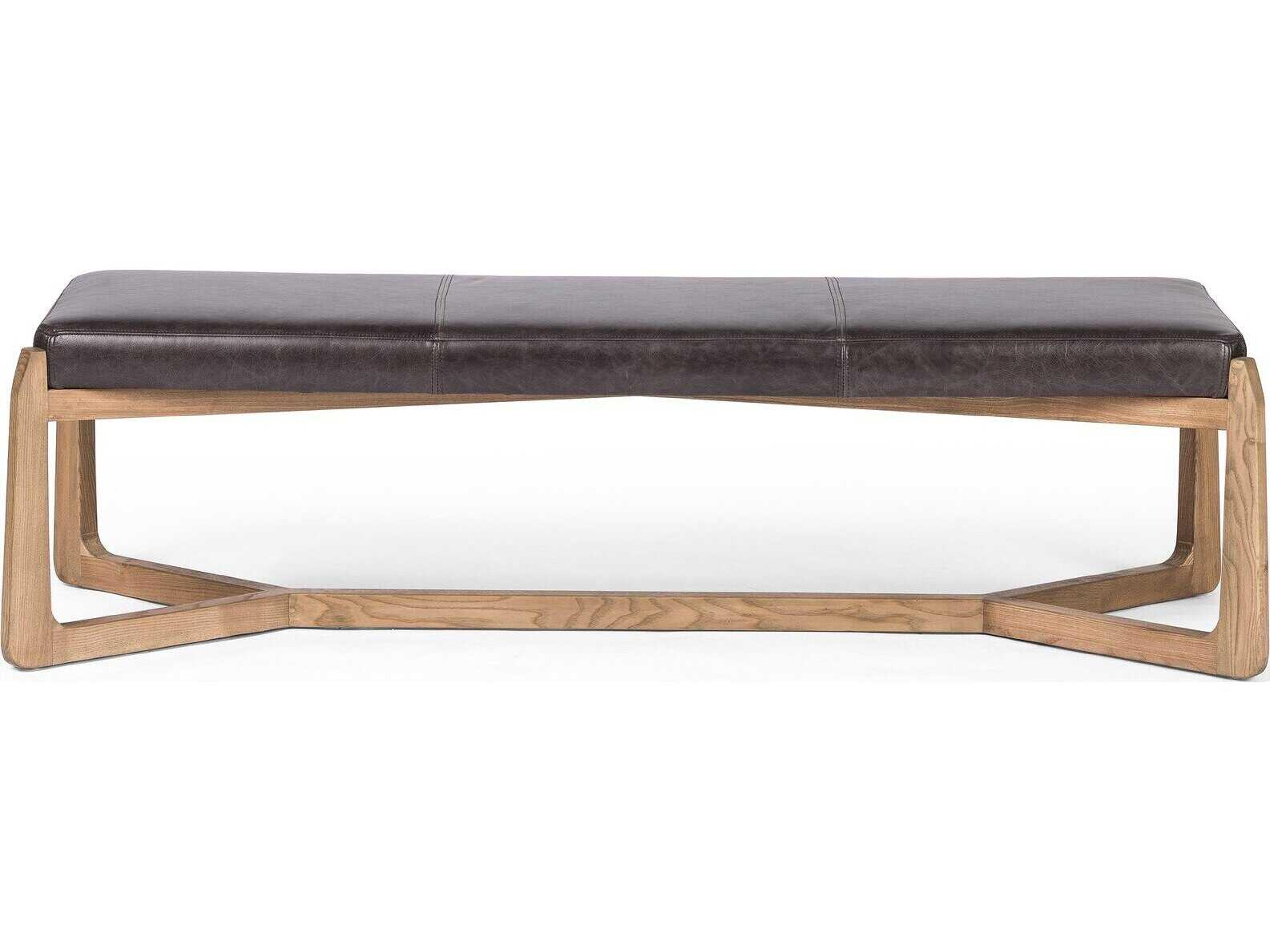 Four Hands Westgate Roscoe Sonoma Black Leather Bench