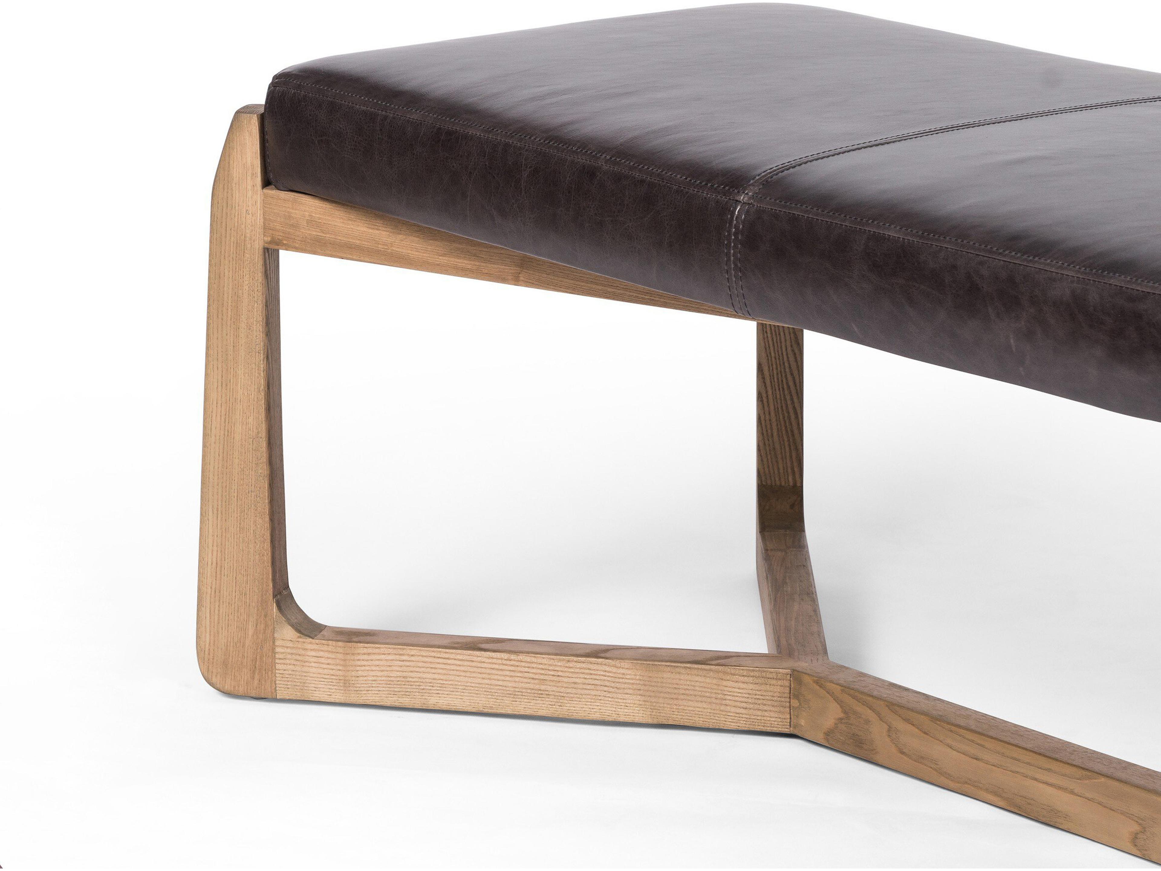 Four Hands Westgate Roscoe Sonoma Black Leather Bench
