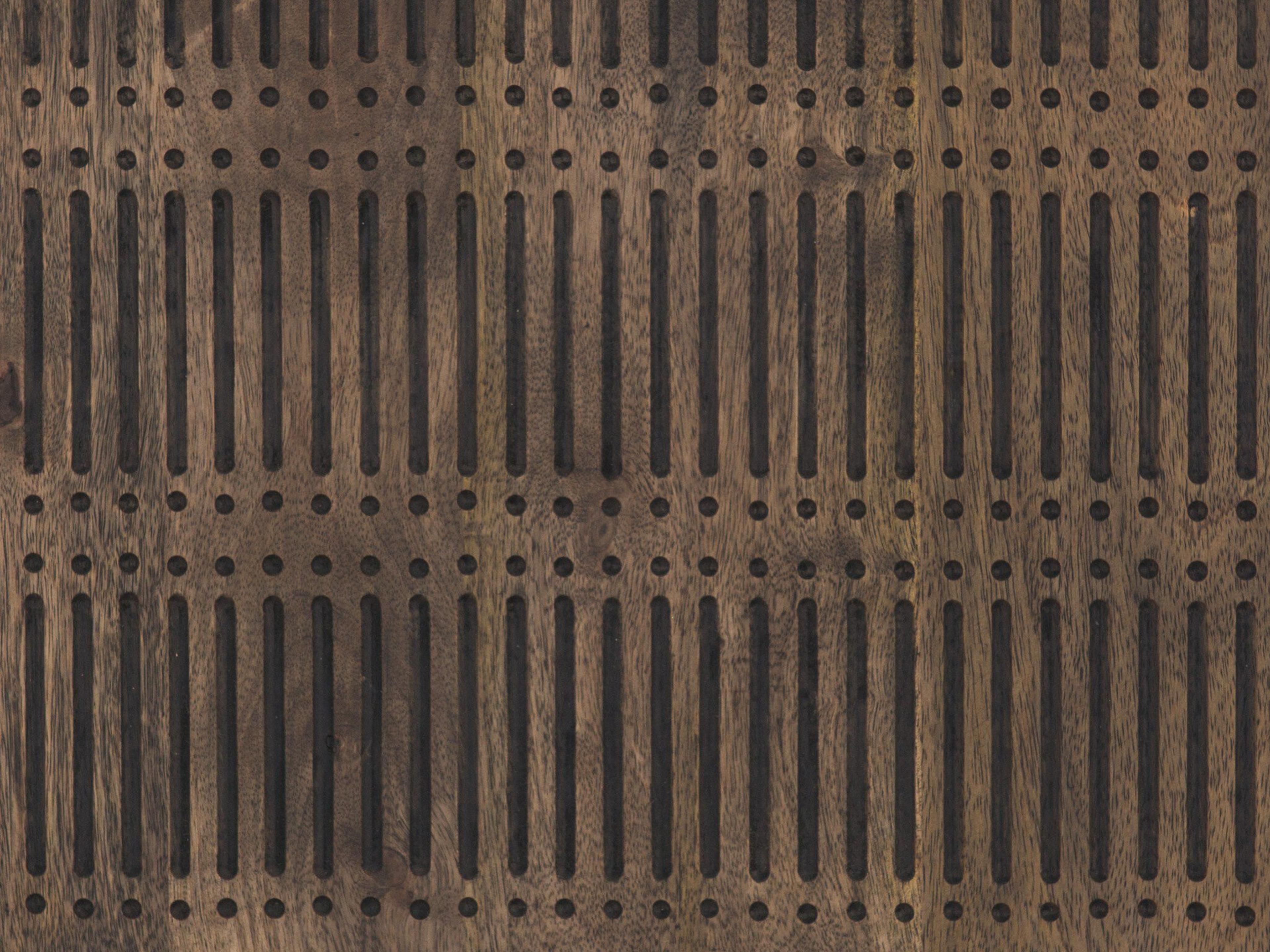 Luxecor Globetrotter Kelby 69" Mango Wood Aged Brass Carved Vintage Brown Gunmetal Sideboard