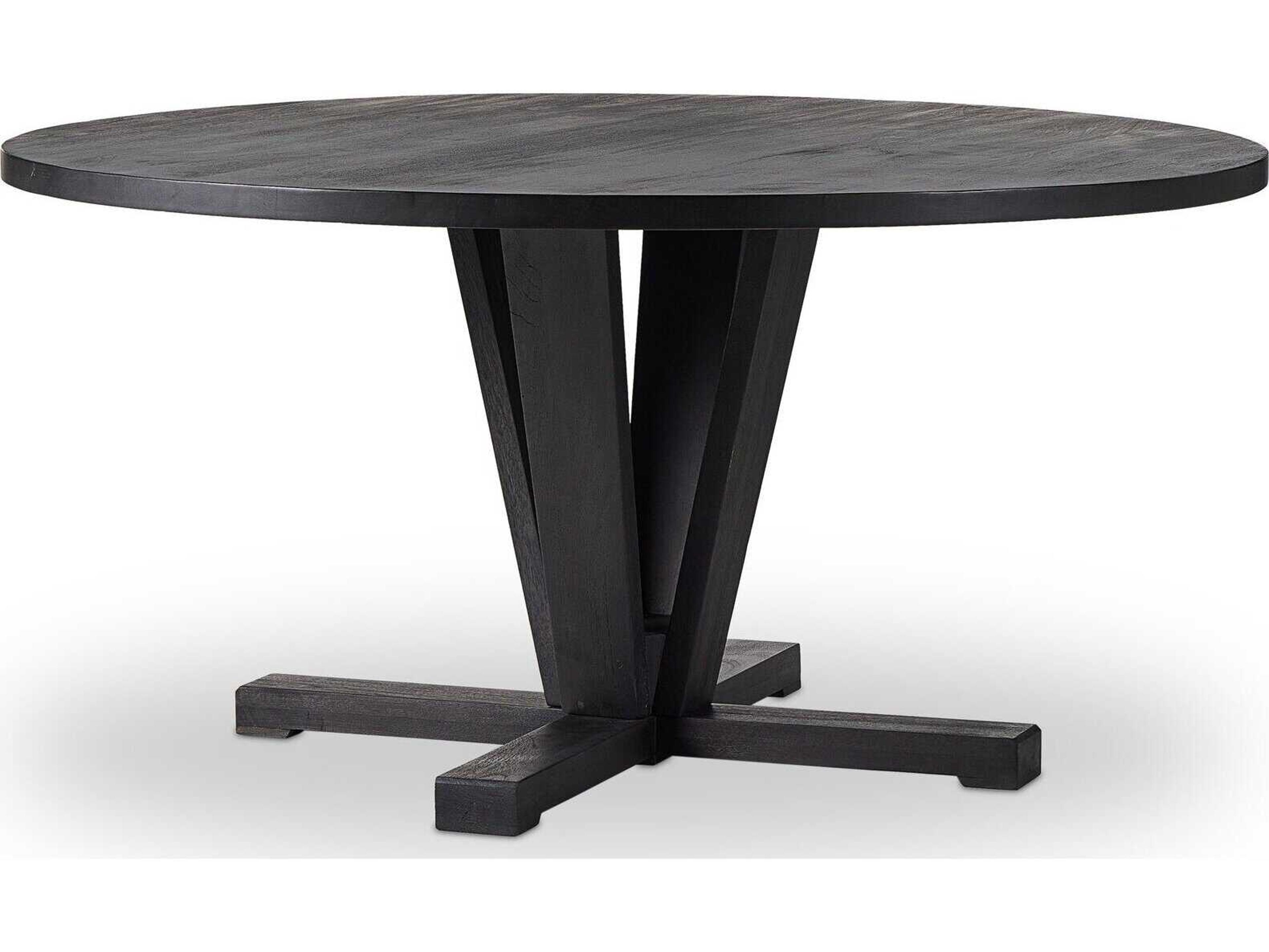 Harmon Cobain Round Wood Flint Black Dining Table