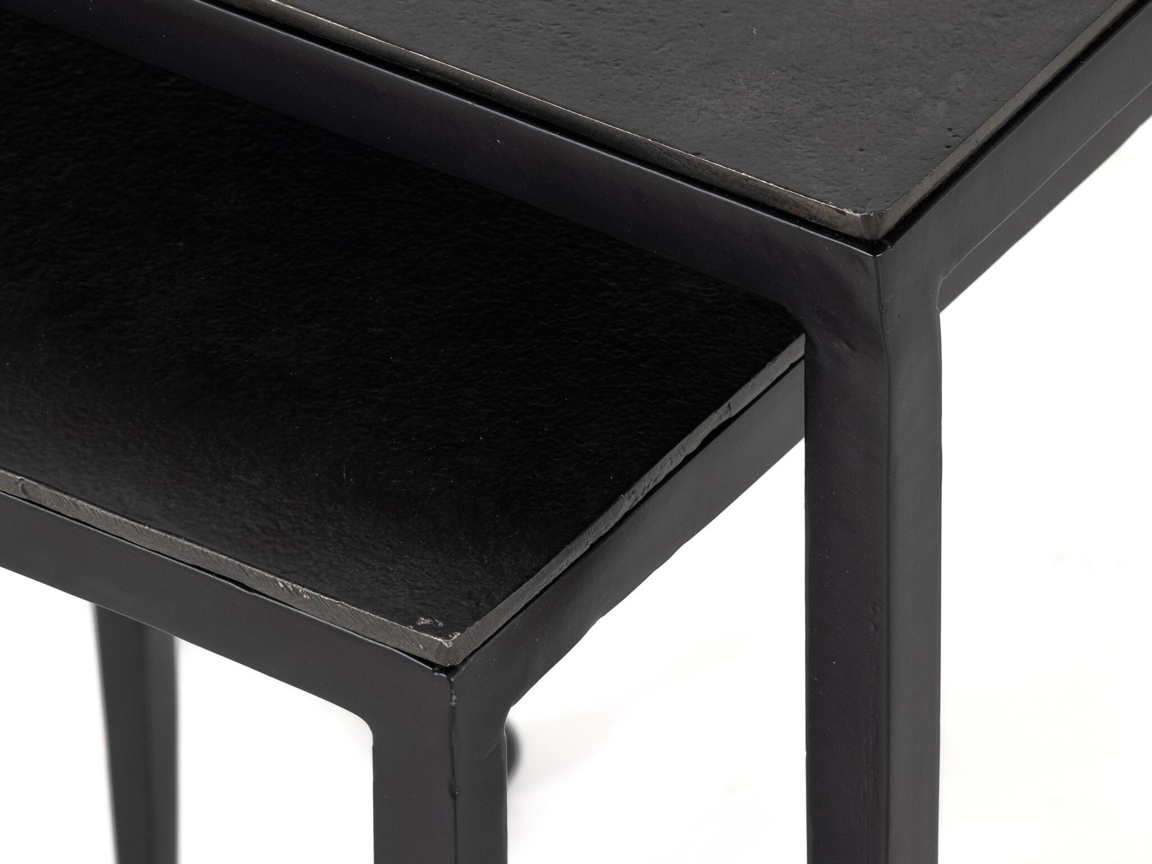 Four Hands Marlow Dalston Nesting Square Metal Iron Matte Black Raw End Tables