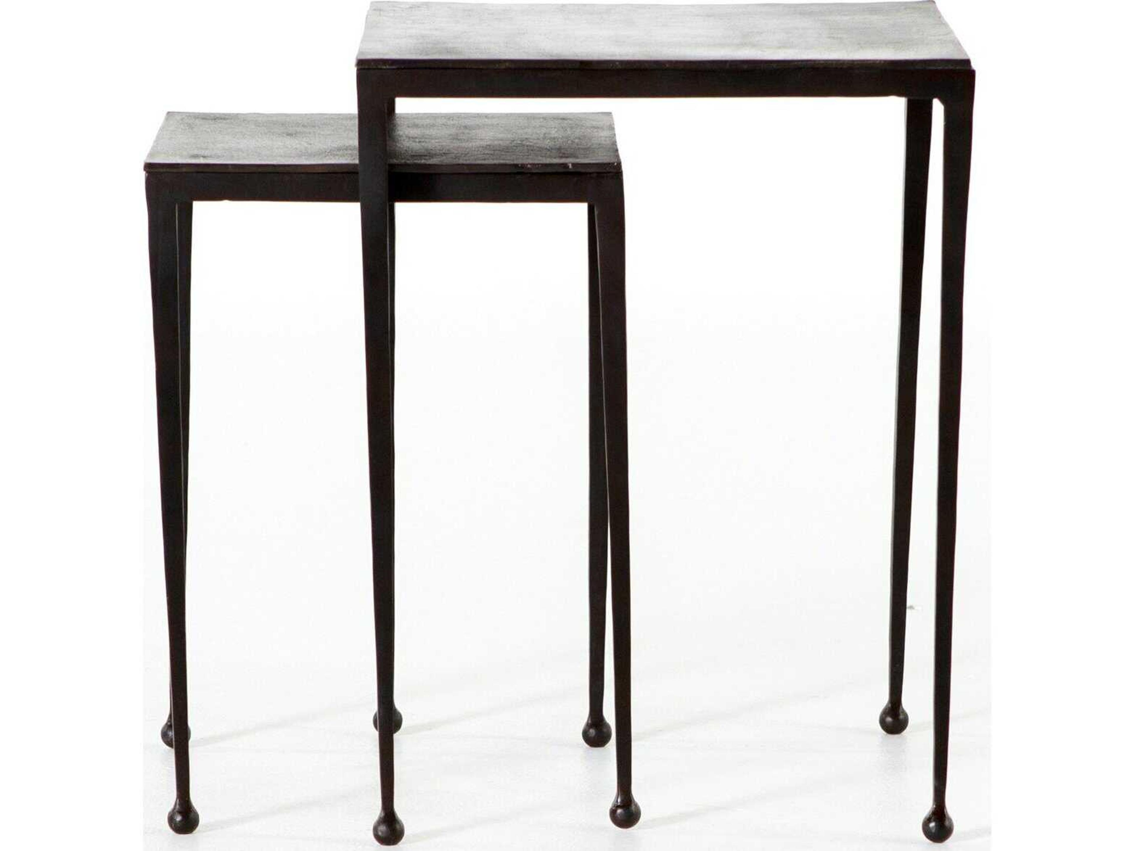Four Hands Marlow Dalston Nesting Square Metal Antique Brown Rust End Tables