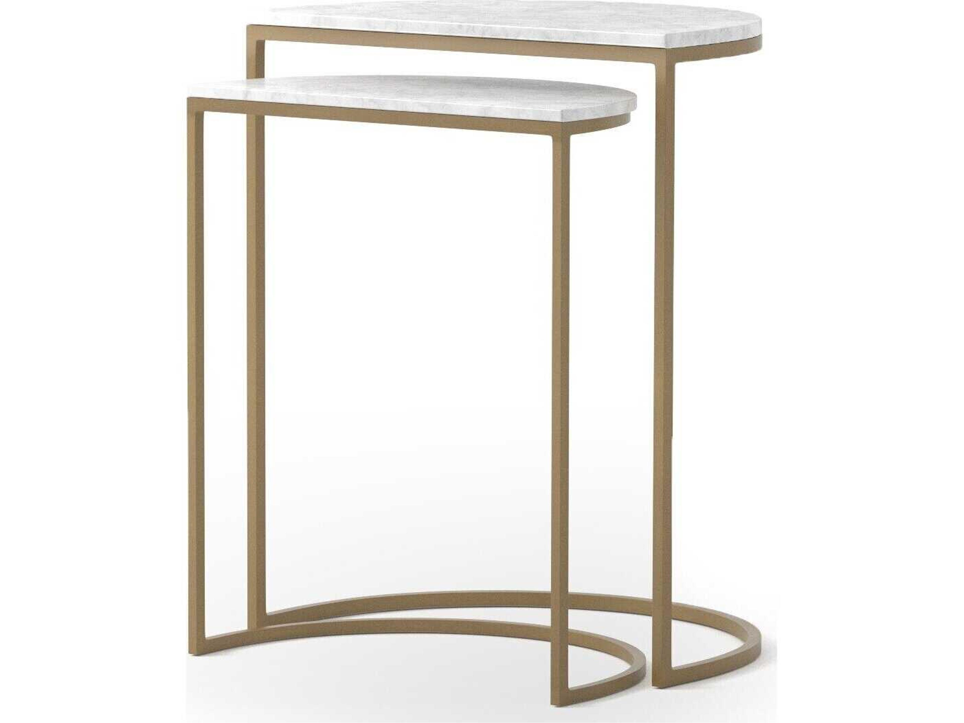 Ane Nesting Tables with White Marble and Brass Finish