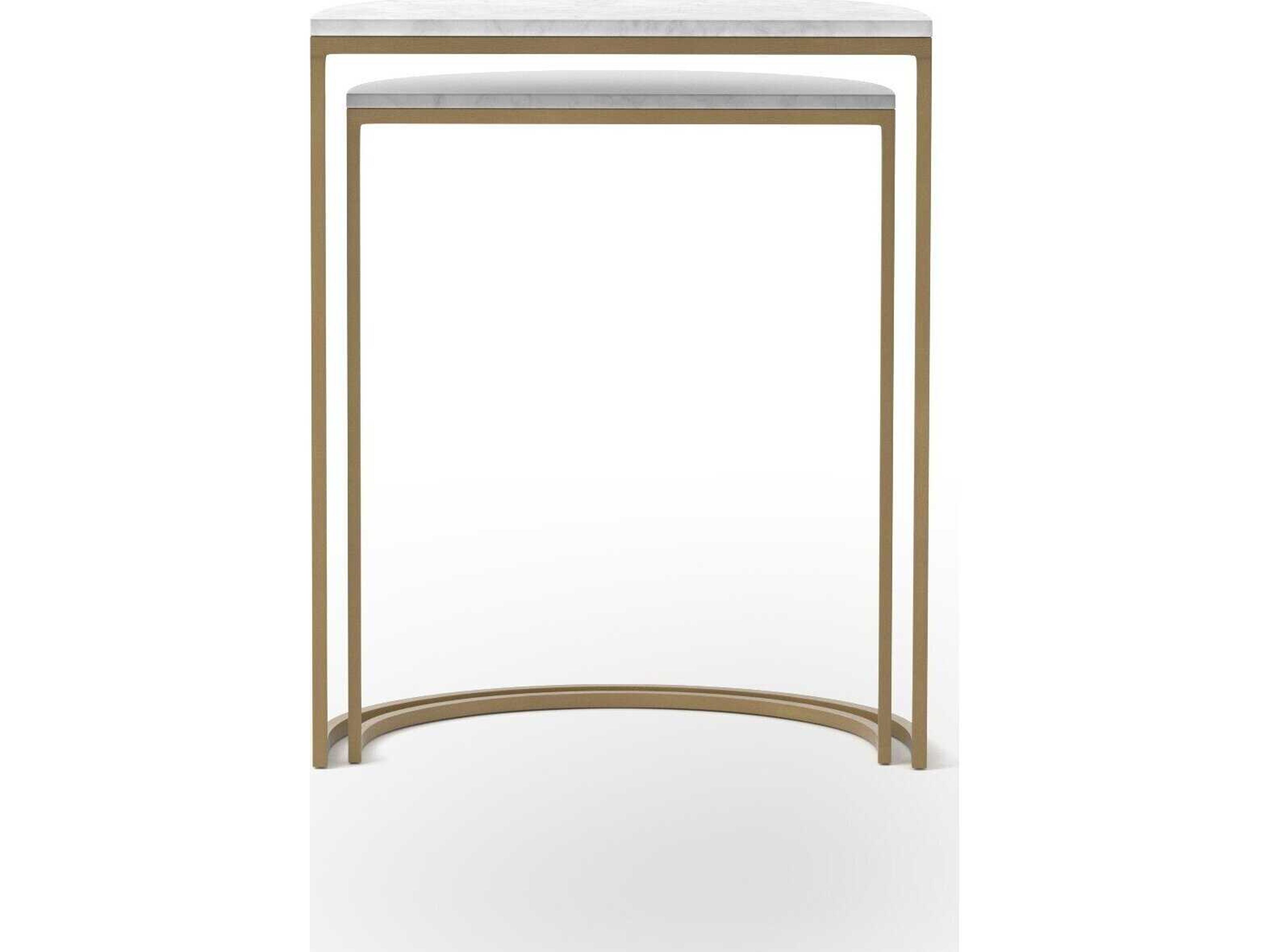 Four Hands Marlow Ane Nesting Iron Matte Brass Polished White Marble End Tables