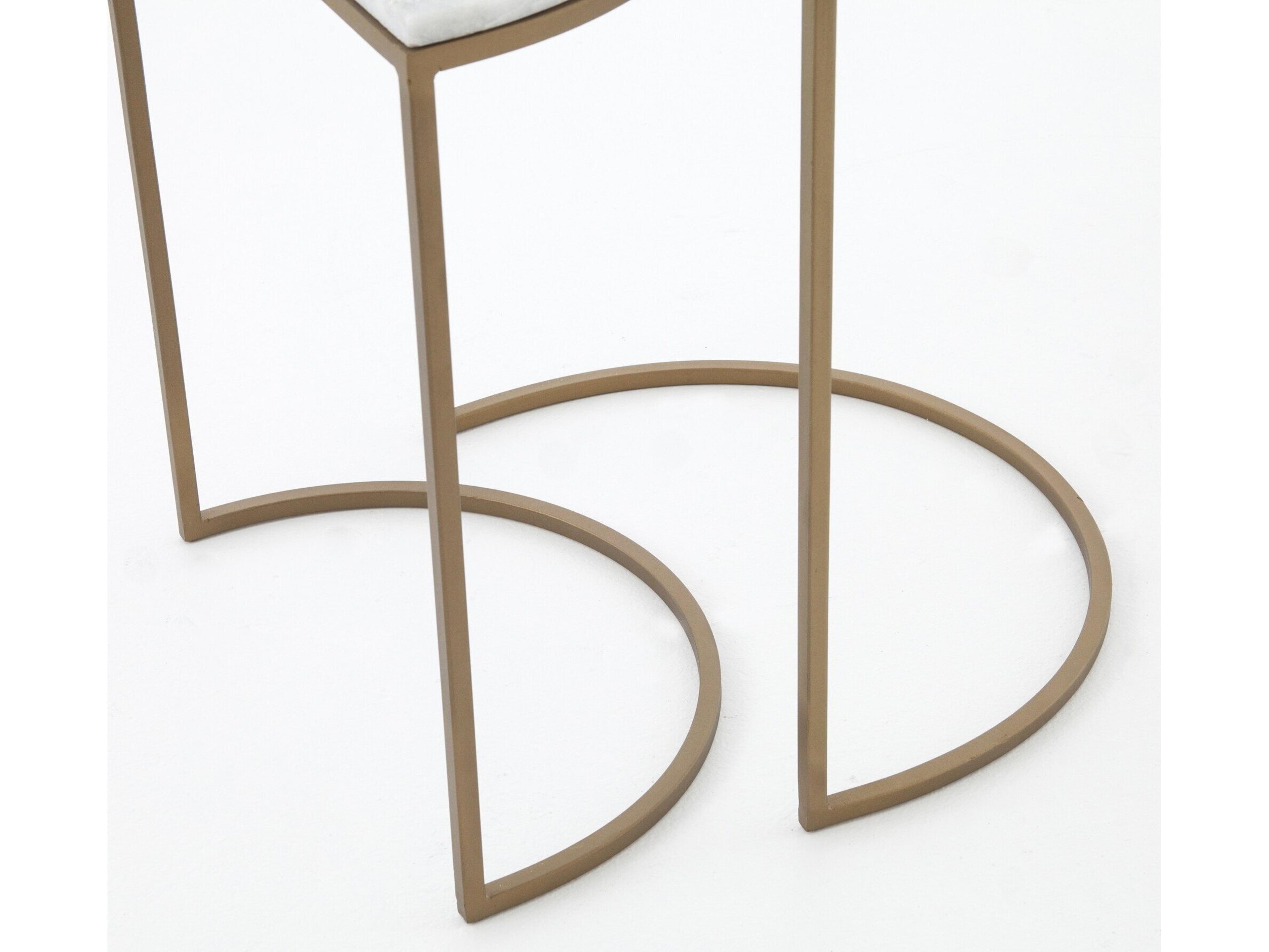 Four Hands Marlow Ane Nesting Iron Matte Brass Polished White Marble End Tables