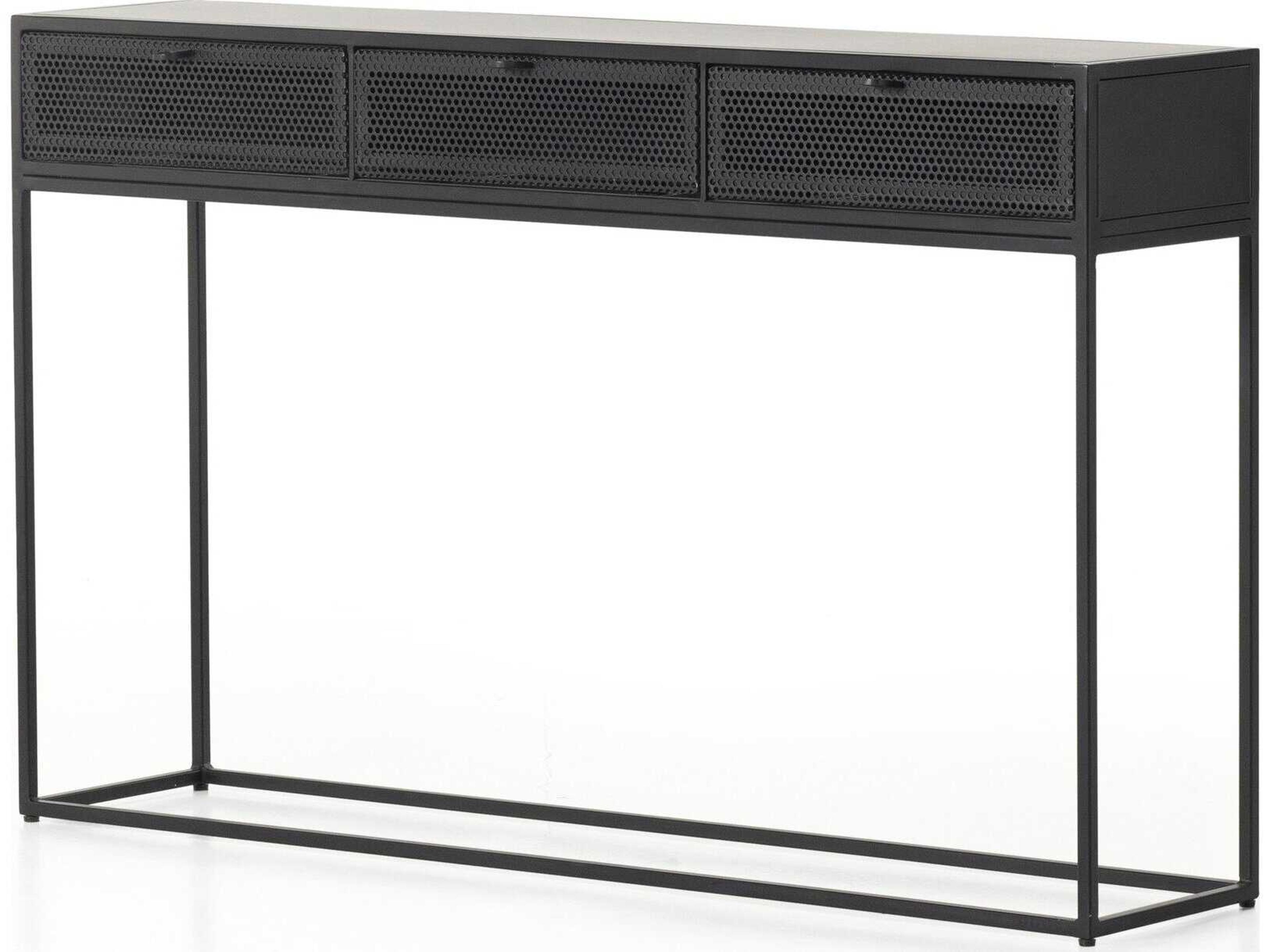 Rockwell Hendrick Rectangular Metal Black Perforated Console Table