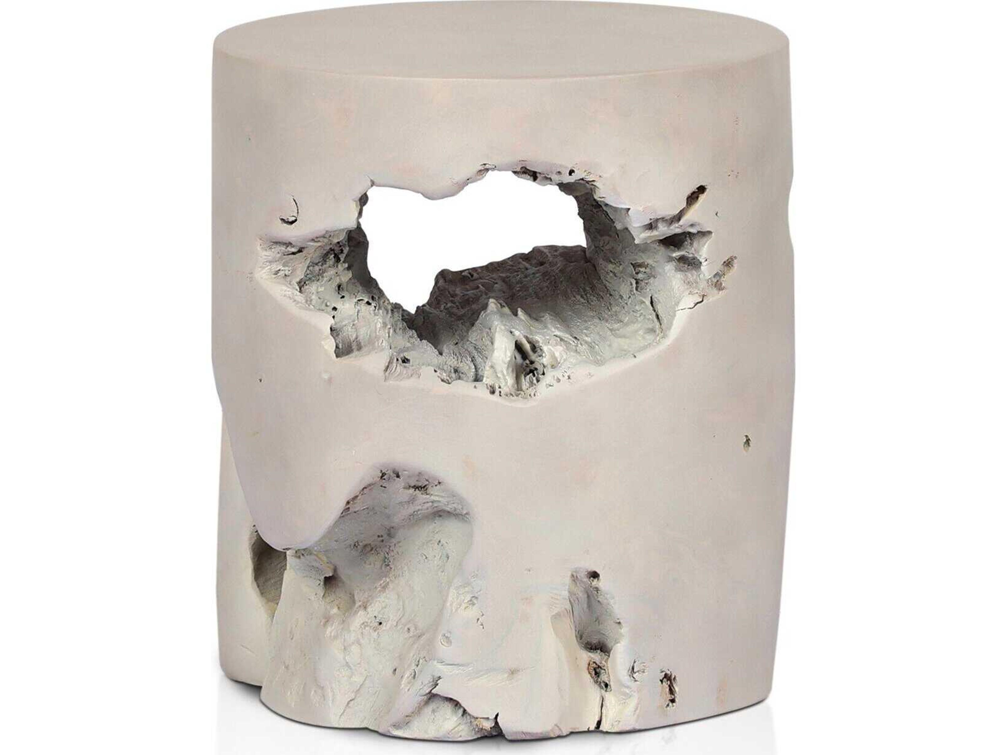 Grass Roots Ivory Teak Accent Stool