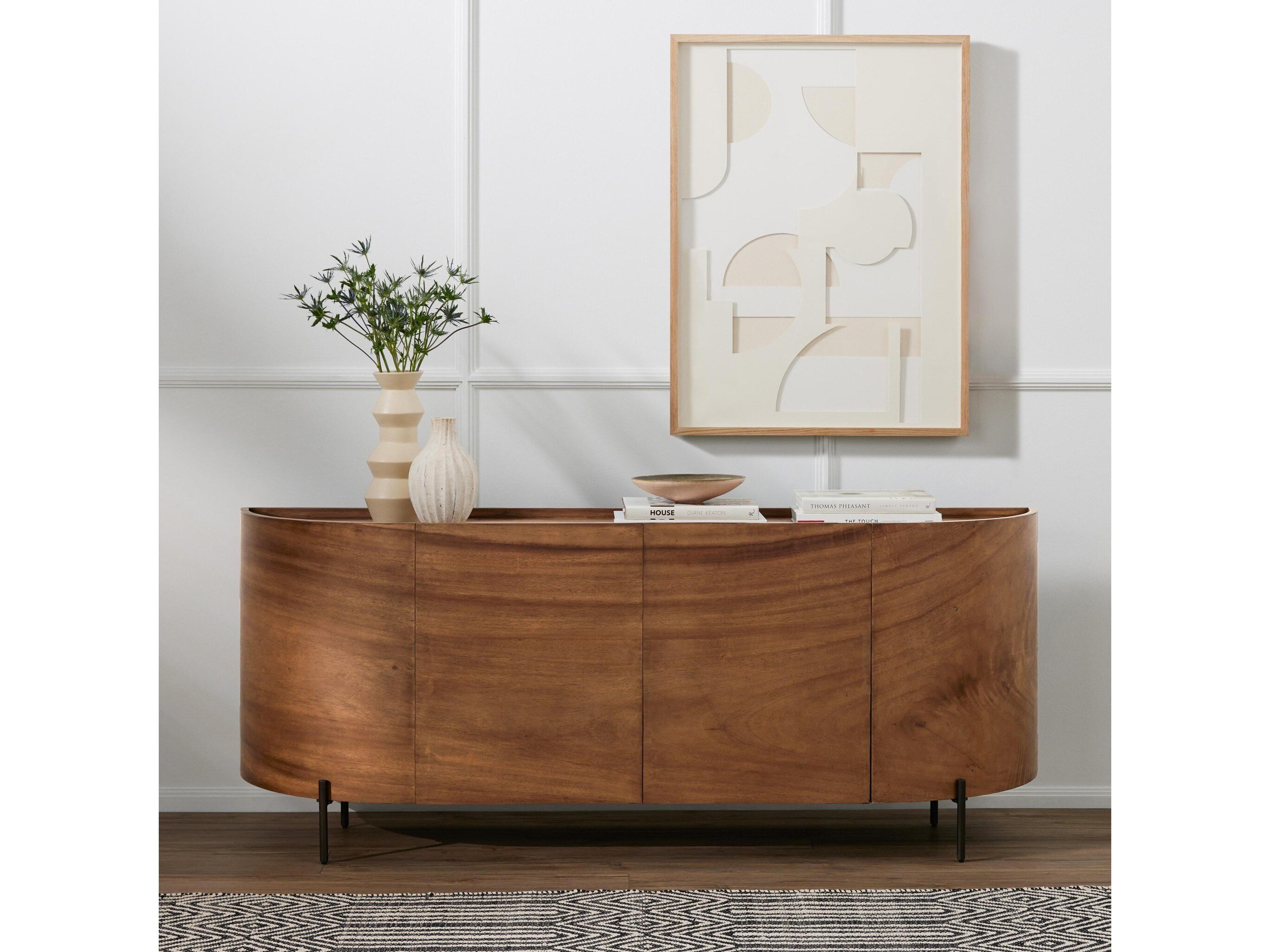 Four Hands Wesson Lunas 77" Caramel Guanacaste Bronzed Iron Sideboard